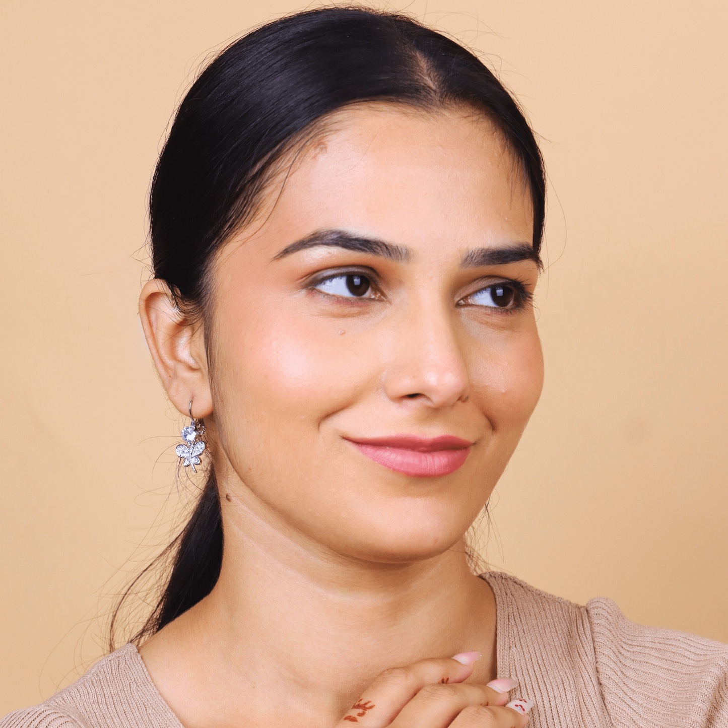 MIDAM™ Silver-Plated Zircon Butterfly Drop Earrings