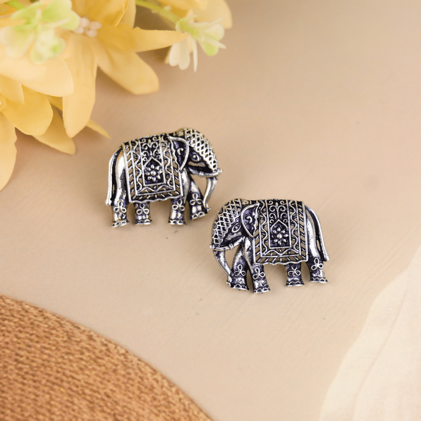 MIDAM™ German Silver Elephant Stud Earrings