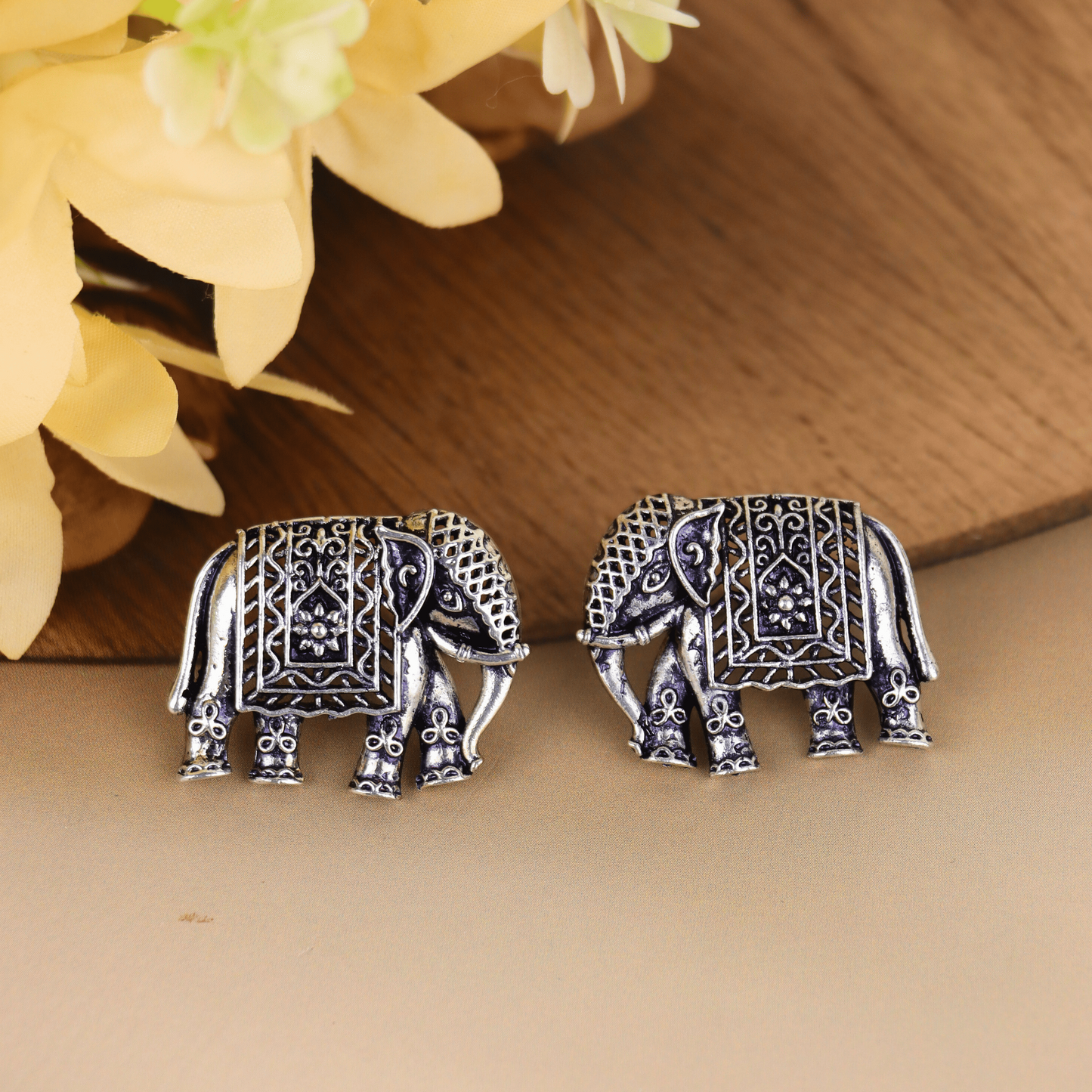 MIDAM™ German Silver Elephant Stud Earrings