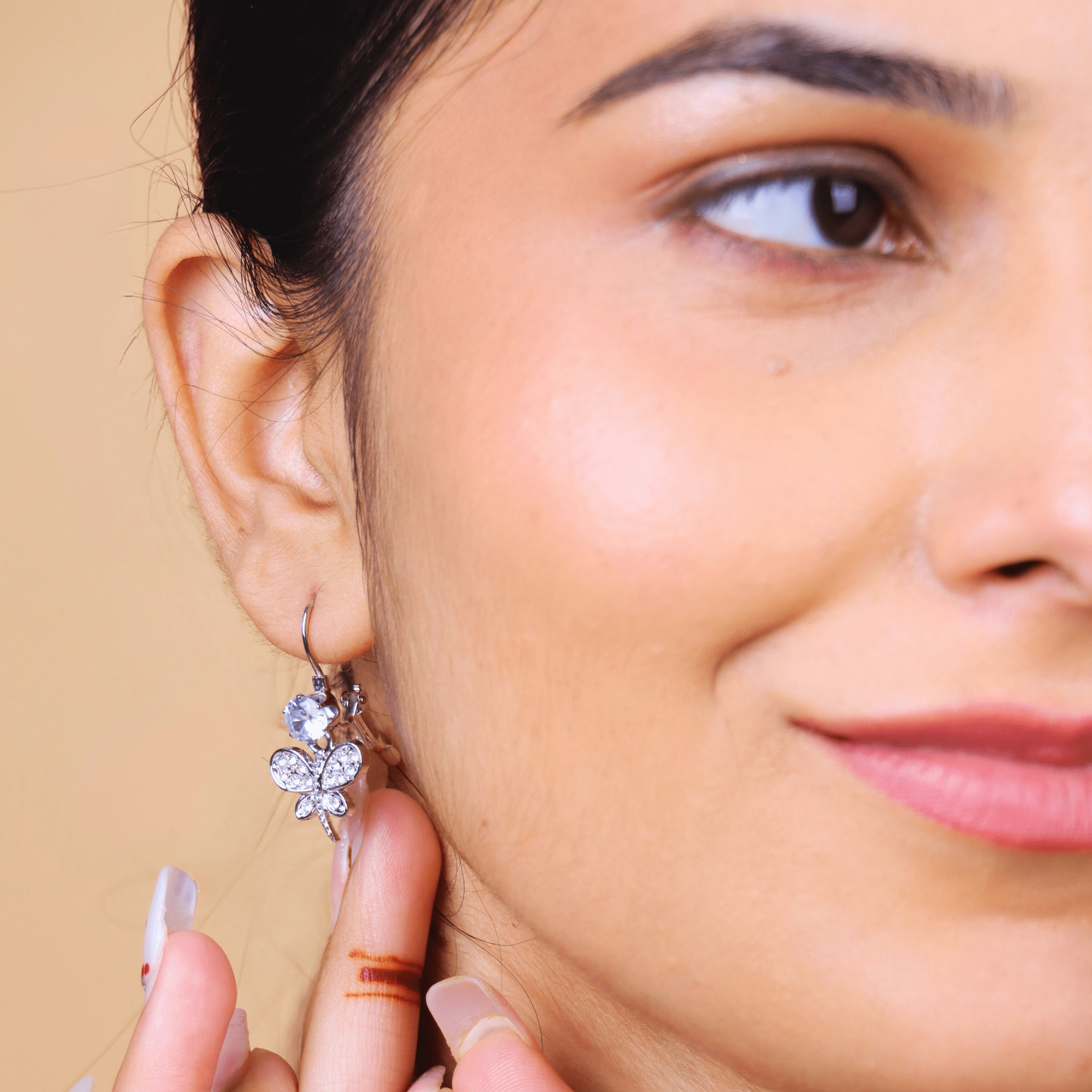MIDAM™ Silver-Plated Zircon Butterfly Drop Earrings