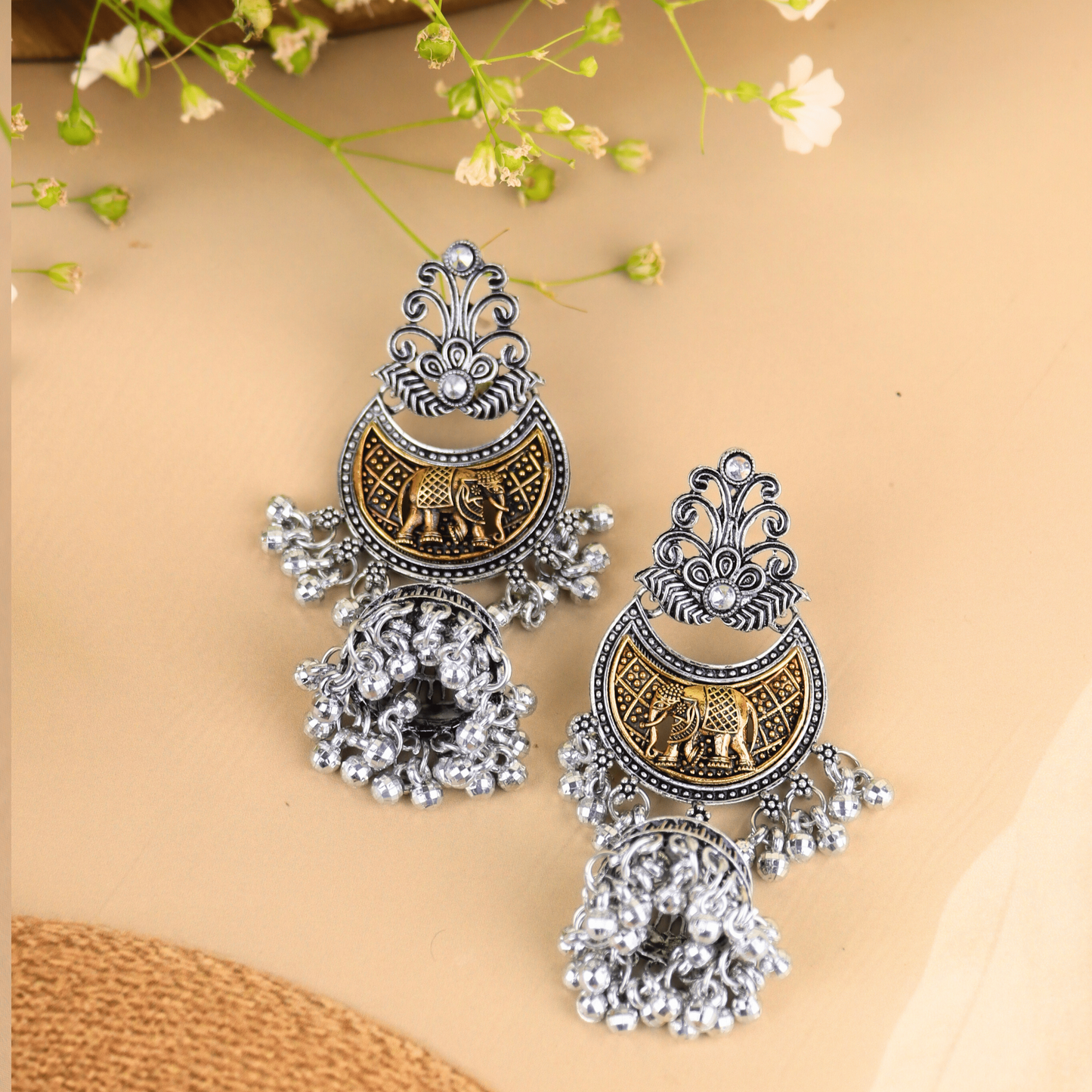 MIDAM™ Silver and Gold Plated Elephant Drop Earrings