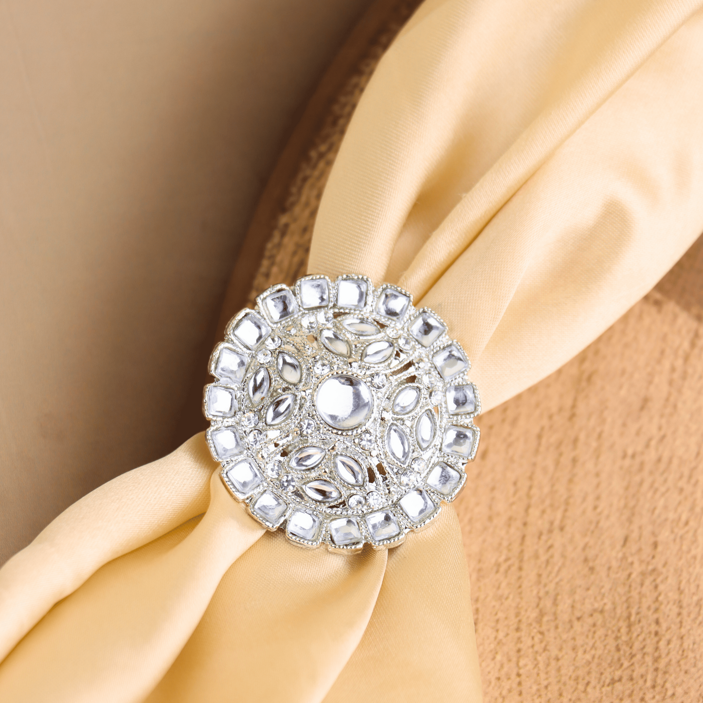 MIDAM™ Silver-Toned Stone Studded Finger Ring