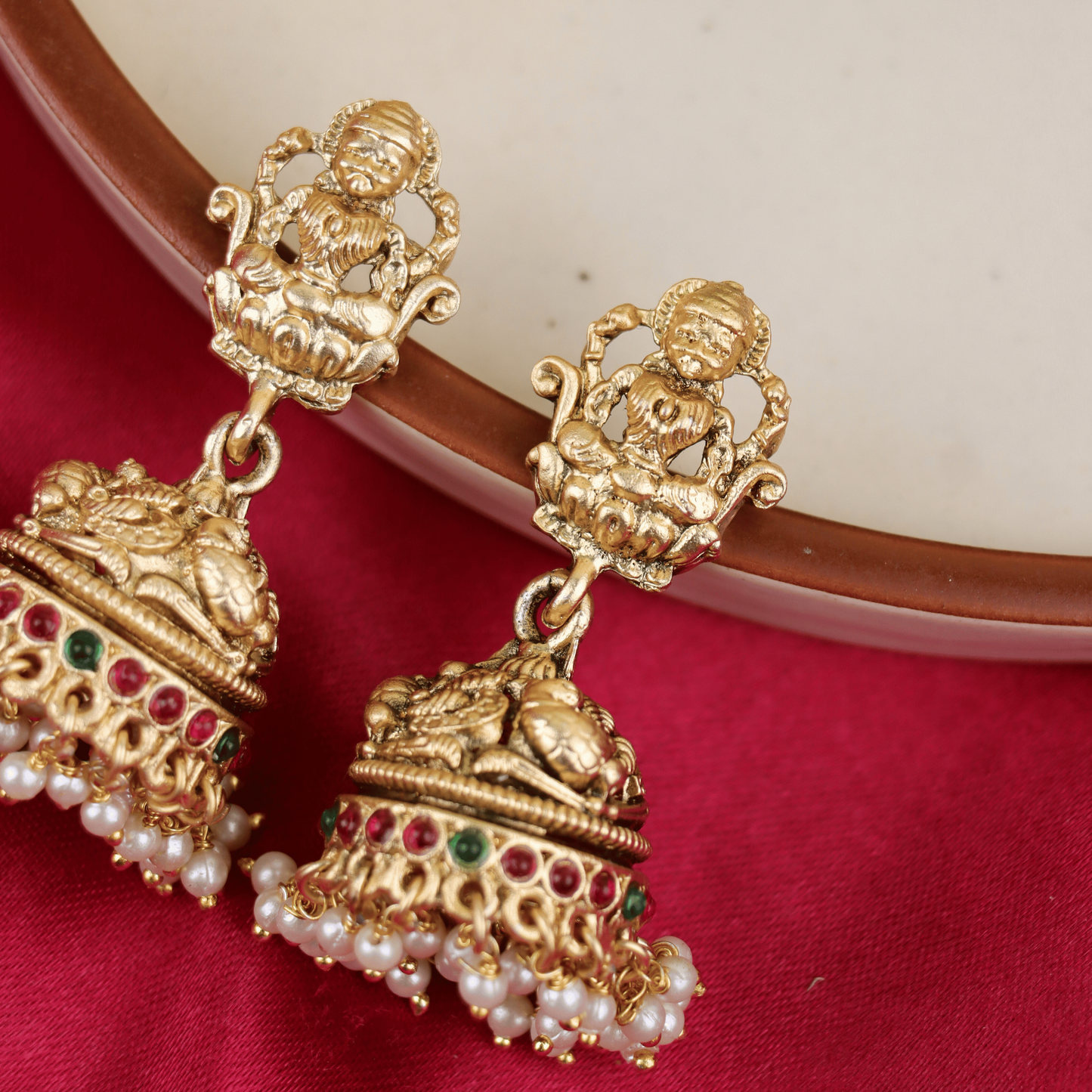 MIDAM™ Gold Plated Goddess Temple Jhumkas