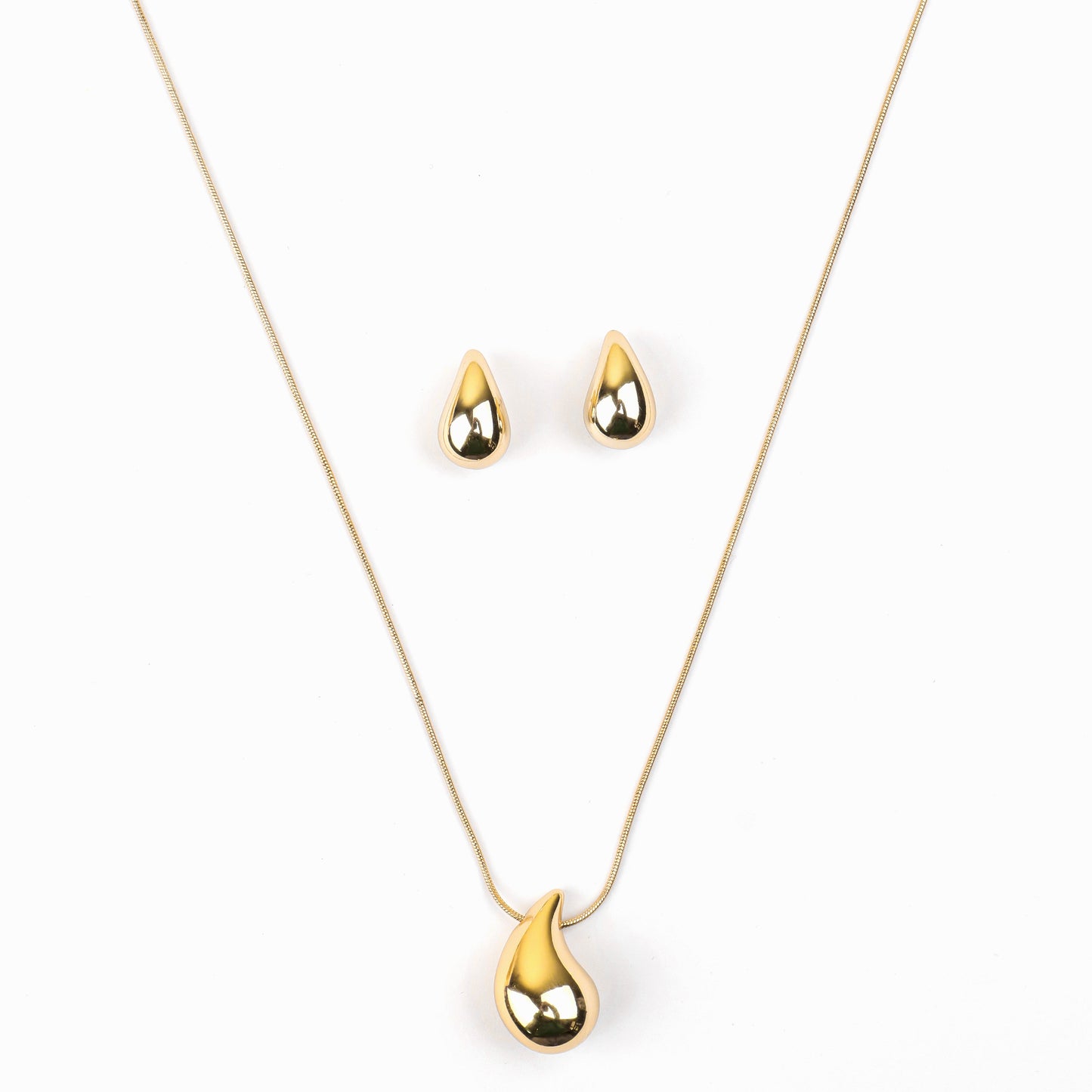 MIDAM™ Gold-Plated Anti-Tarnish Drop-Shaped Pendant & Earrings Set