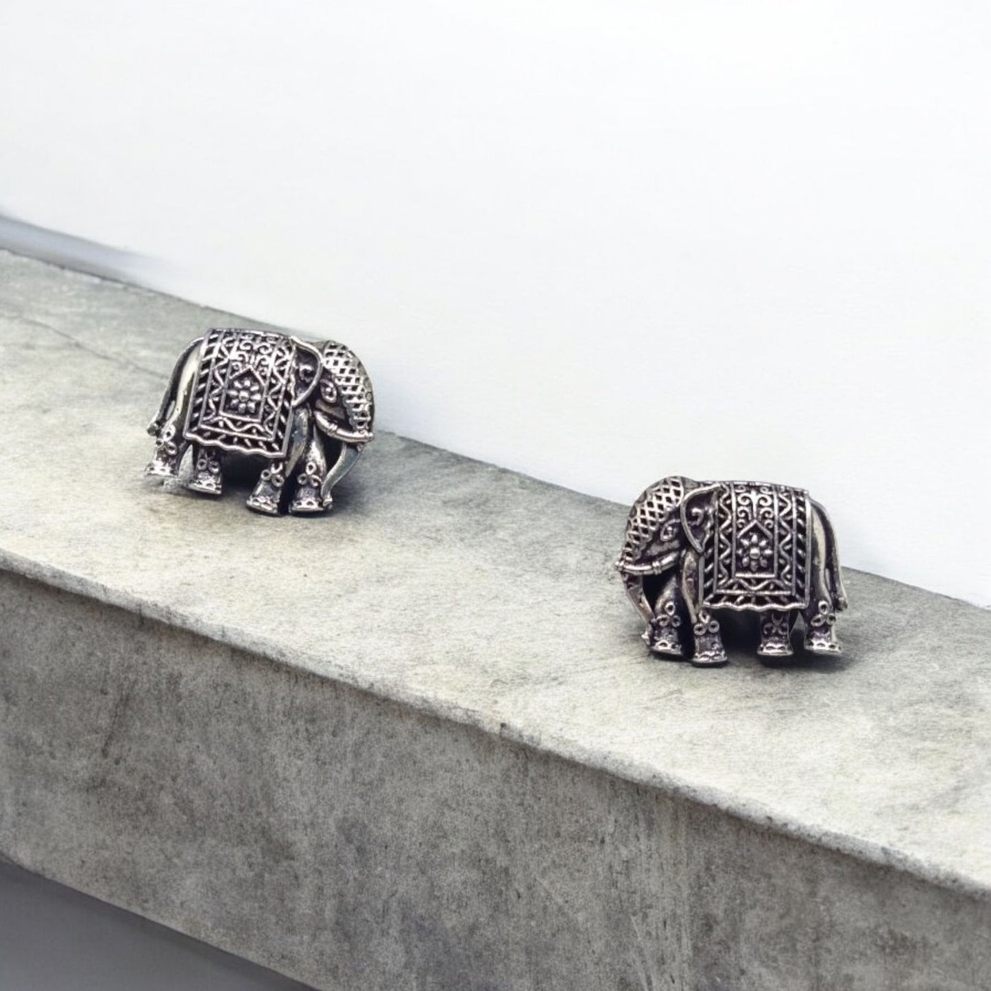 MIDAM™ German Silver Elephant Stud Earrings