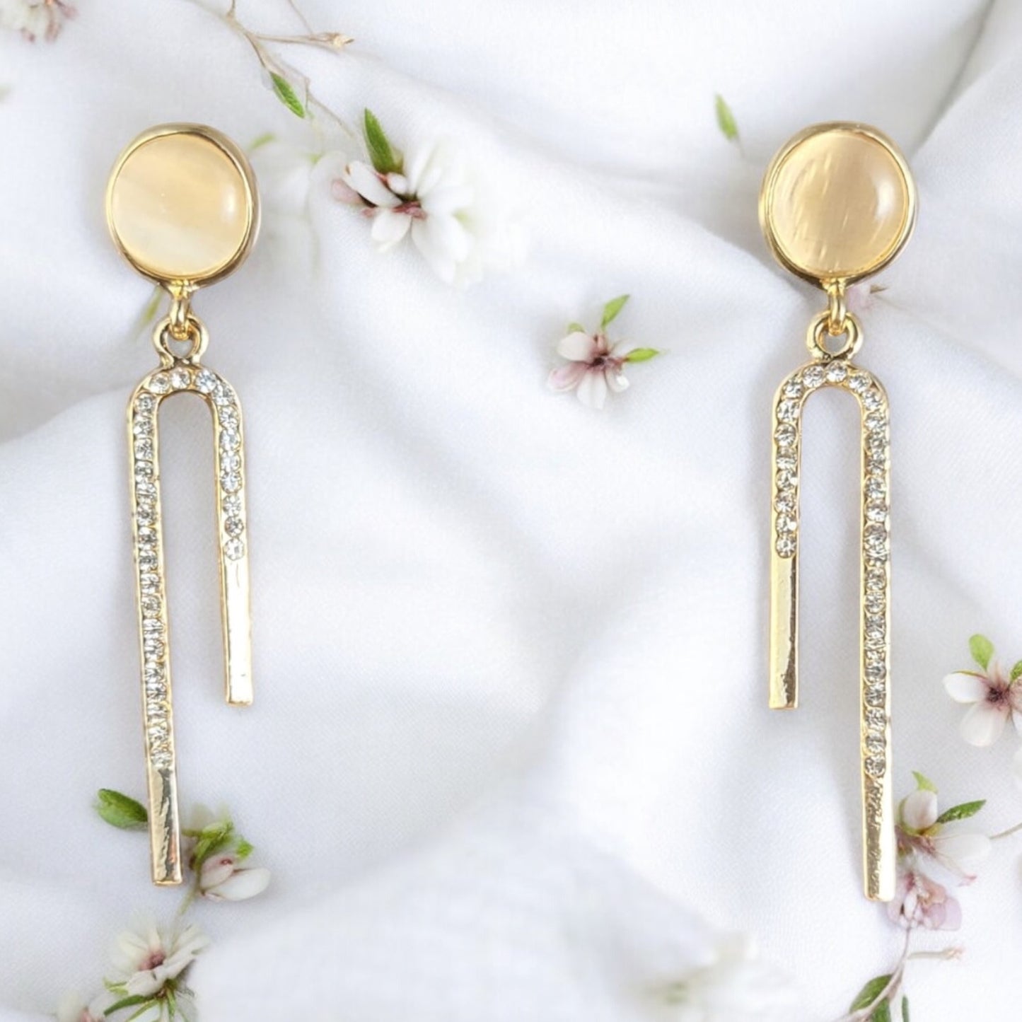 MIDAM™ Gold Plated American Diamond Studded Candy Stick Drop Earrings