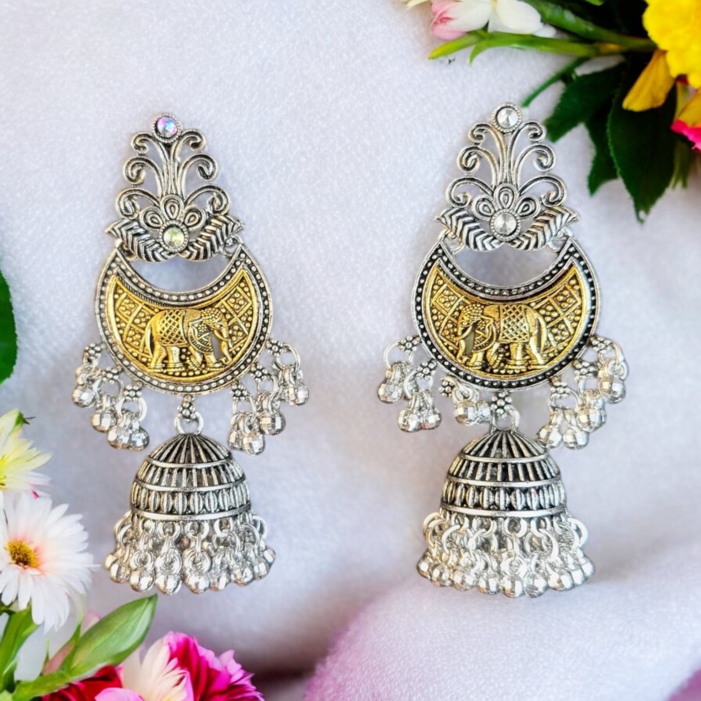 MIDAM™ Silver and Gold Plated Elephant Drop Earrings