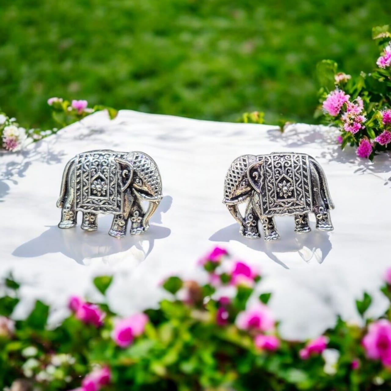 MIDAM™ German Silver Elephant Stud Earrings