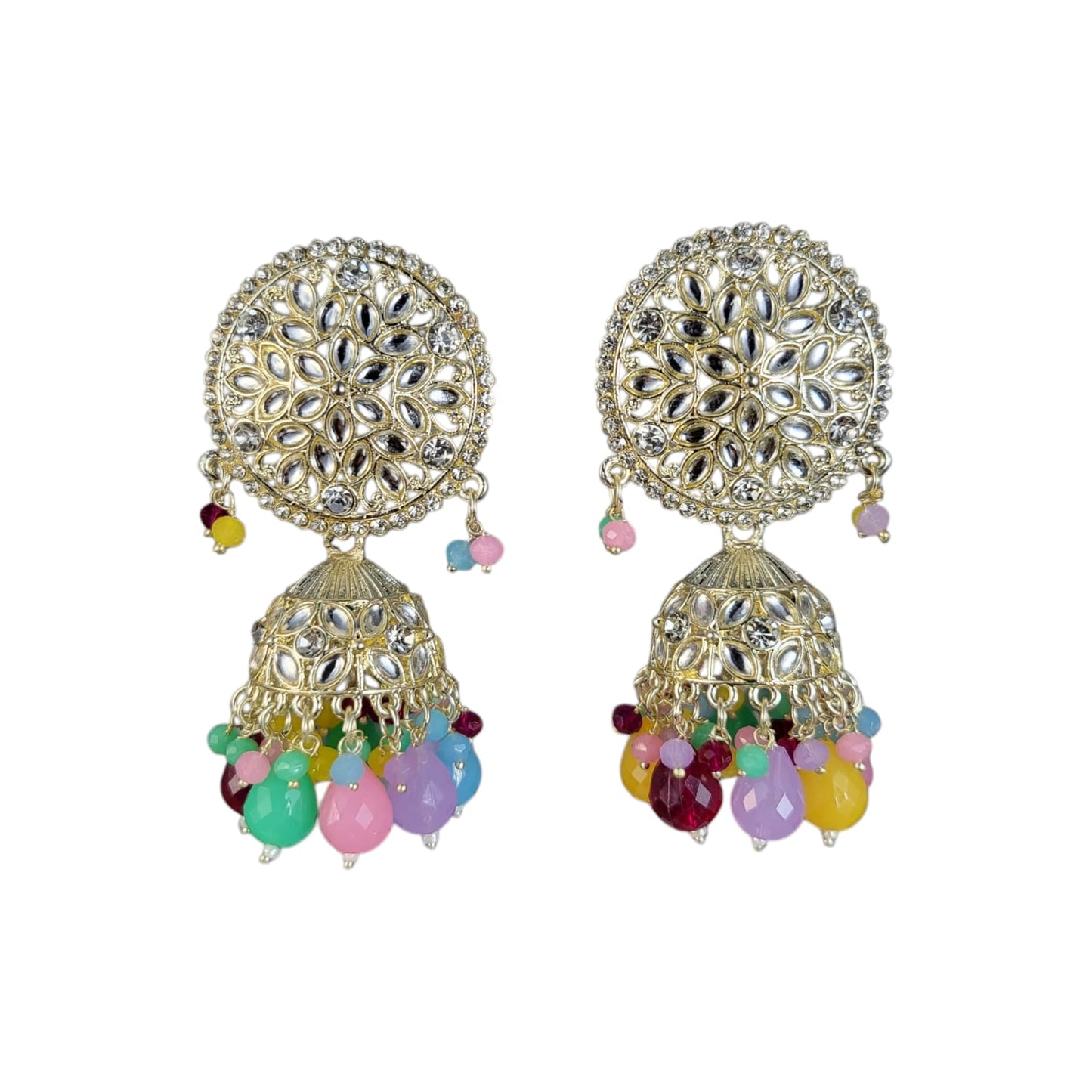 MIDAM™ Silver Plated Multicolour Jhumka Earrings