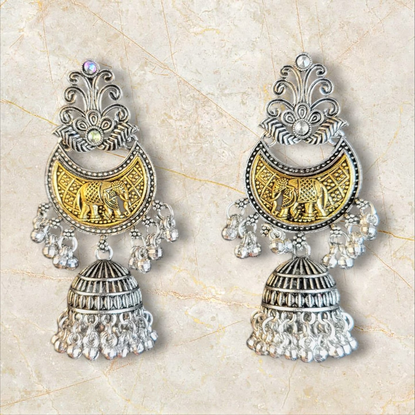MIDAM™ Silver and Gold Plated Elephant Drop Earrings