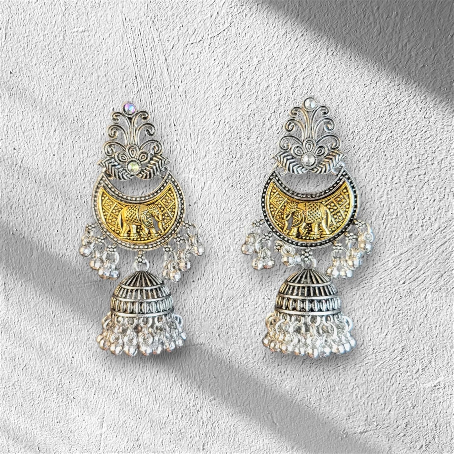 MIDAM™ Silver and Gold Plated Elephant Drop Earrings