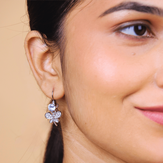 MIDAM™ Silver-Plated Zircon Butterfly Drop Earrings