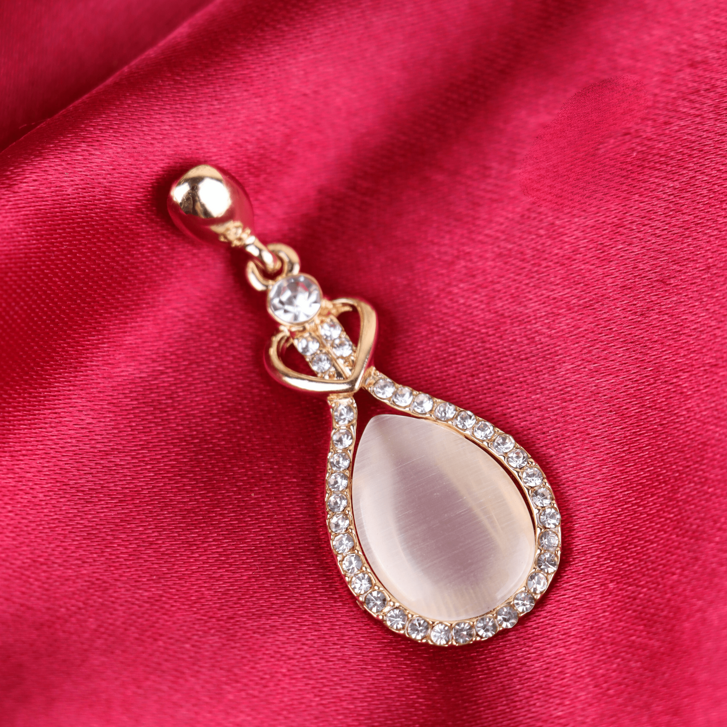 MIDAM™ Gold-Plated American Diamond Studded Heart & Water Drop Shaped Drop Earrings
