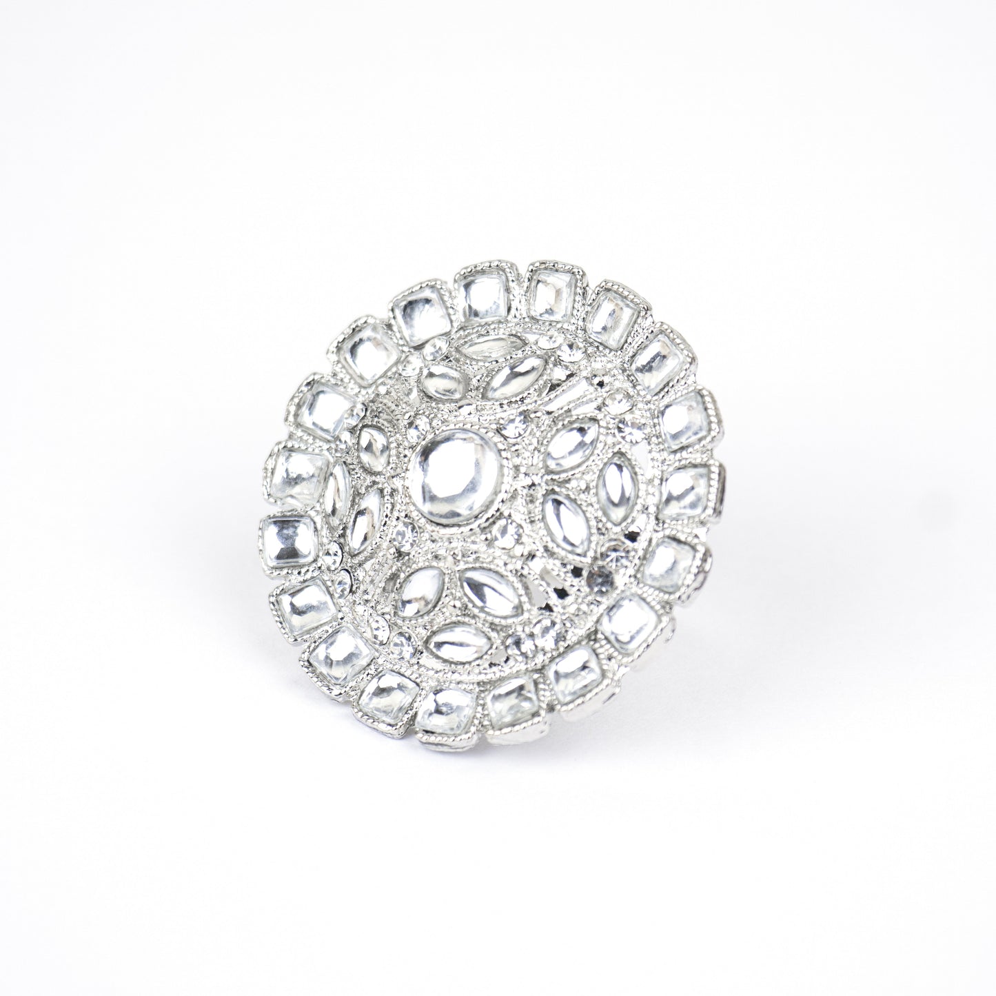 MIDAM™ Silver-Toned Stone Studded Finger Ring