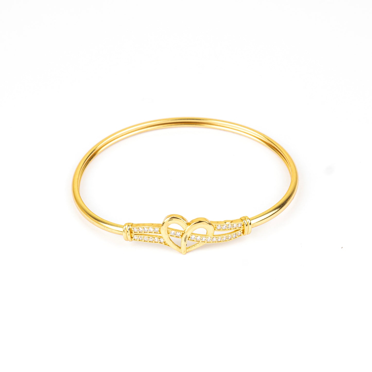 MIDAM™ Gold-Toned American Diamond Studded Heart Shaped Bracelet