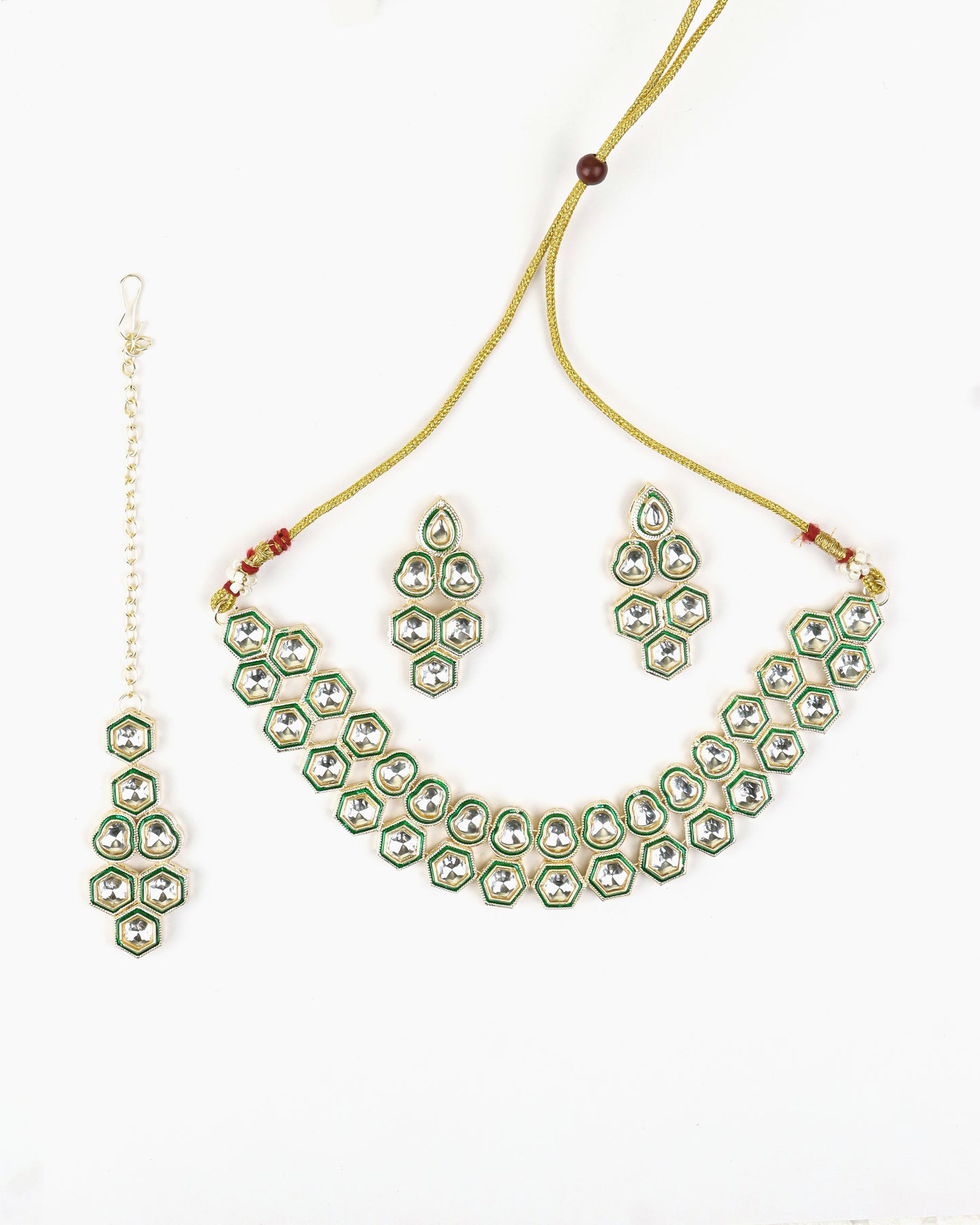 MIDAM™ Silver-Toned Kundan Jewellery Set