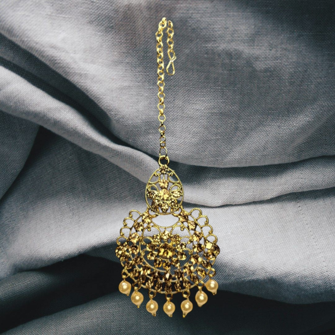 MIDAM™ Gold-Plated Peach Maangtikka