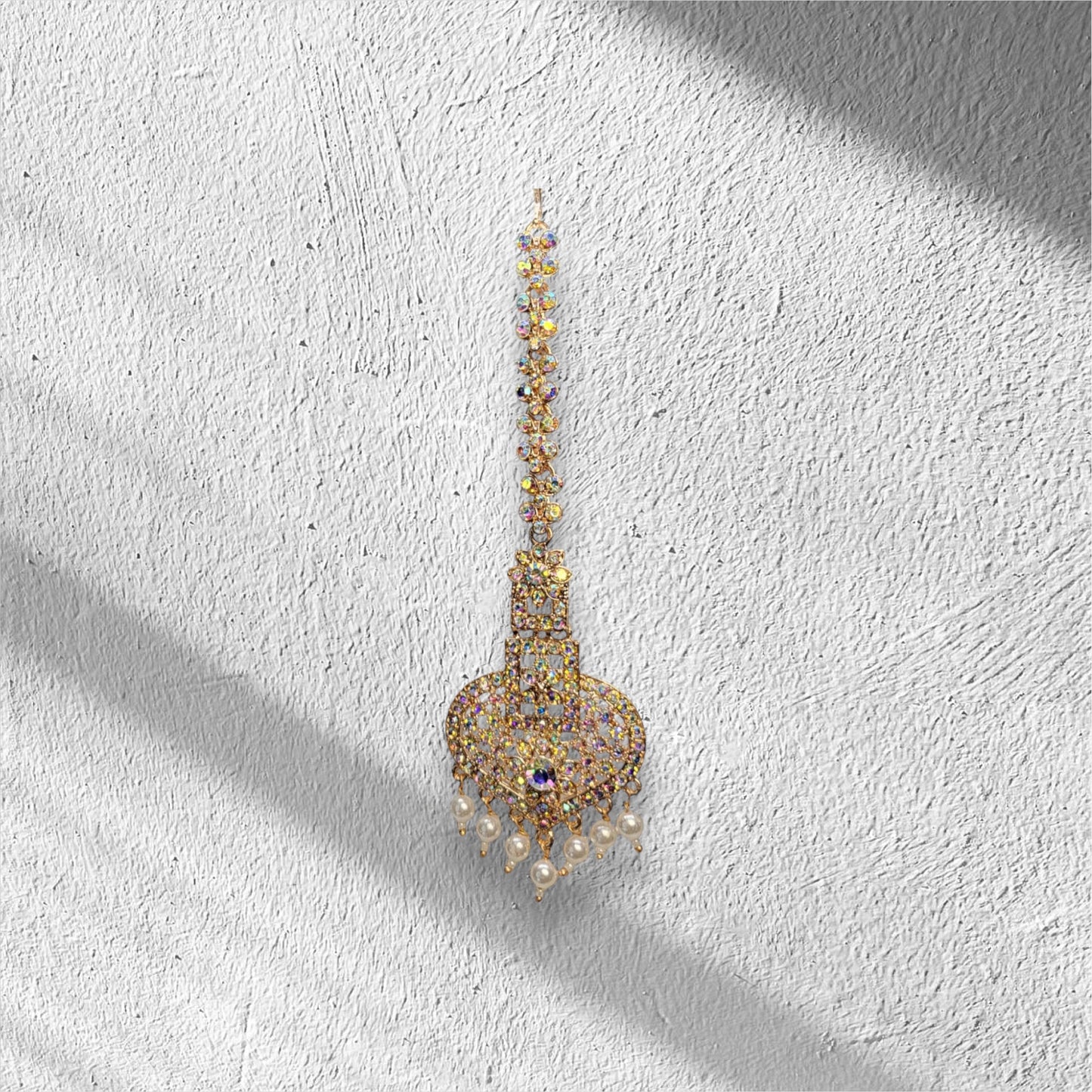 MIDAM™ Silver-Plated American Diamonds-Studded White Maangtikka