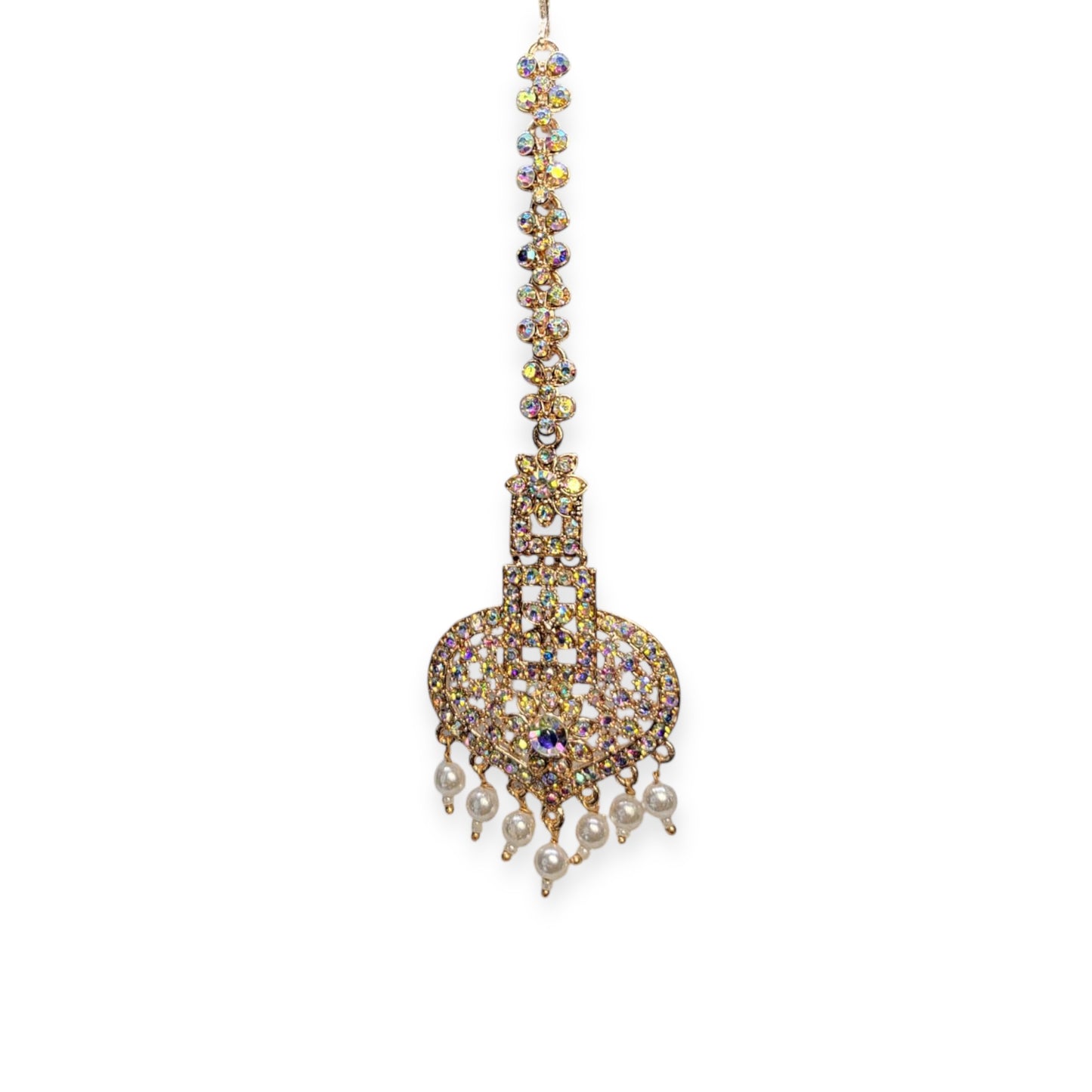 MIDAM™ Silver-Plated American Diamonds-Studded White Maangtikka