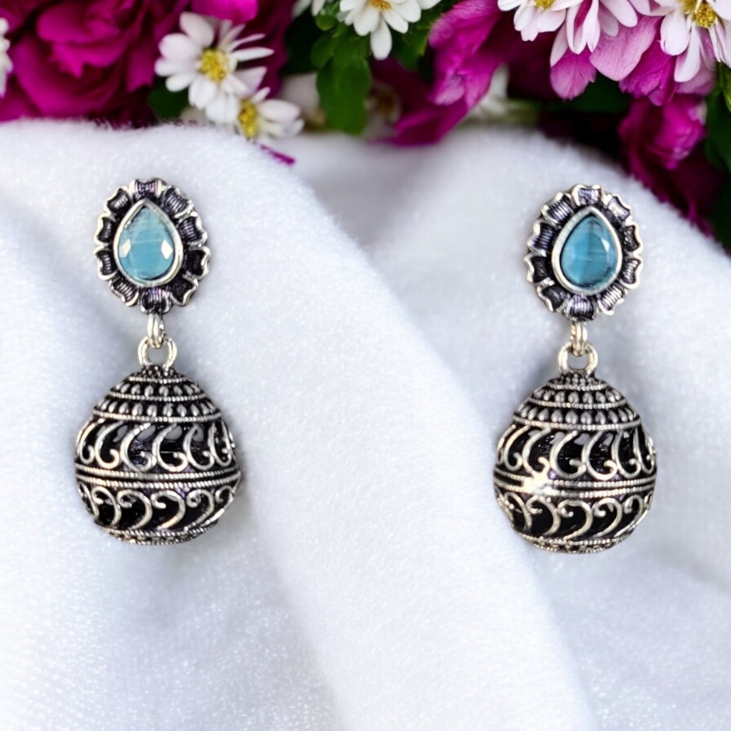 MIDAM™ German Oxidized Silver Round Drop Earrings