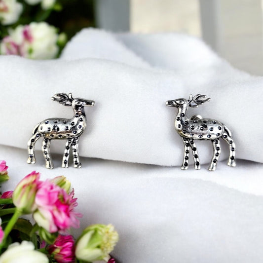 MIDAM™ German Oxidized Silver Deer Studs Earrings