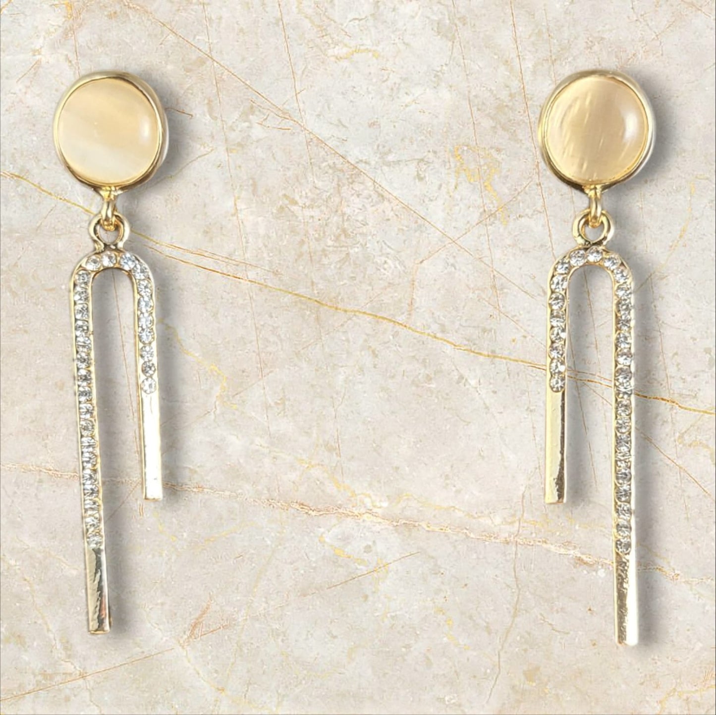 MIDAM™ Gold Plated American Diamond Studded Candy Stick Drop Earrings