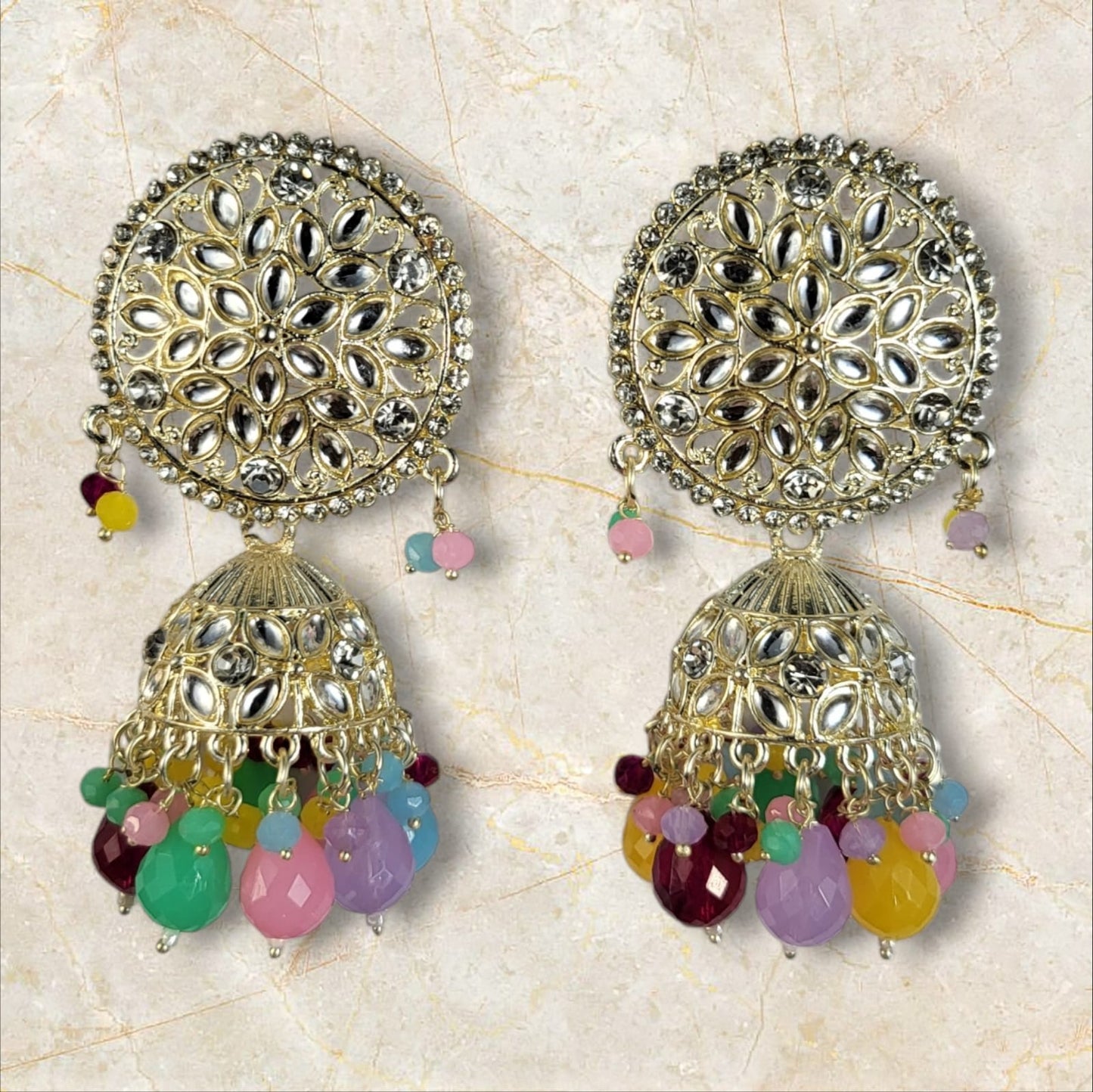 MIDAM™ Silver Plated Multicolour Jhumka Earrings