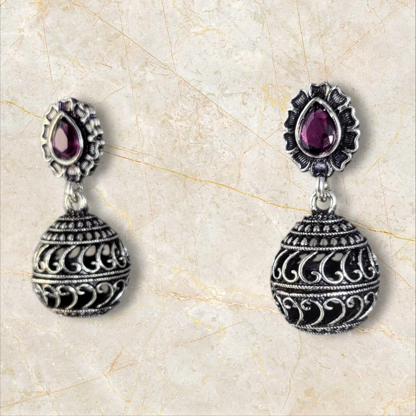 MIDAM™ German Oxidized Silver Round Drop Earrings