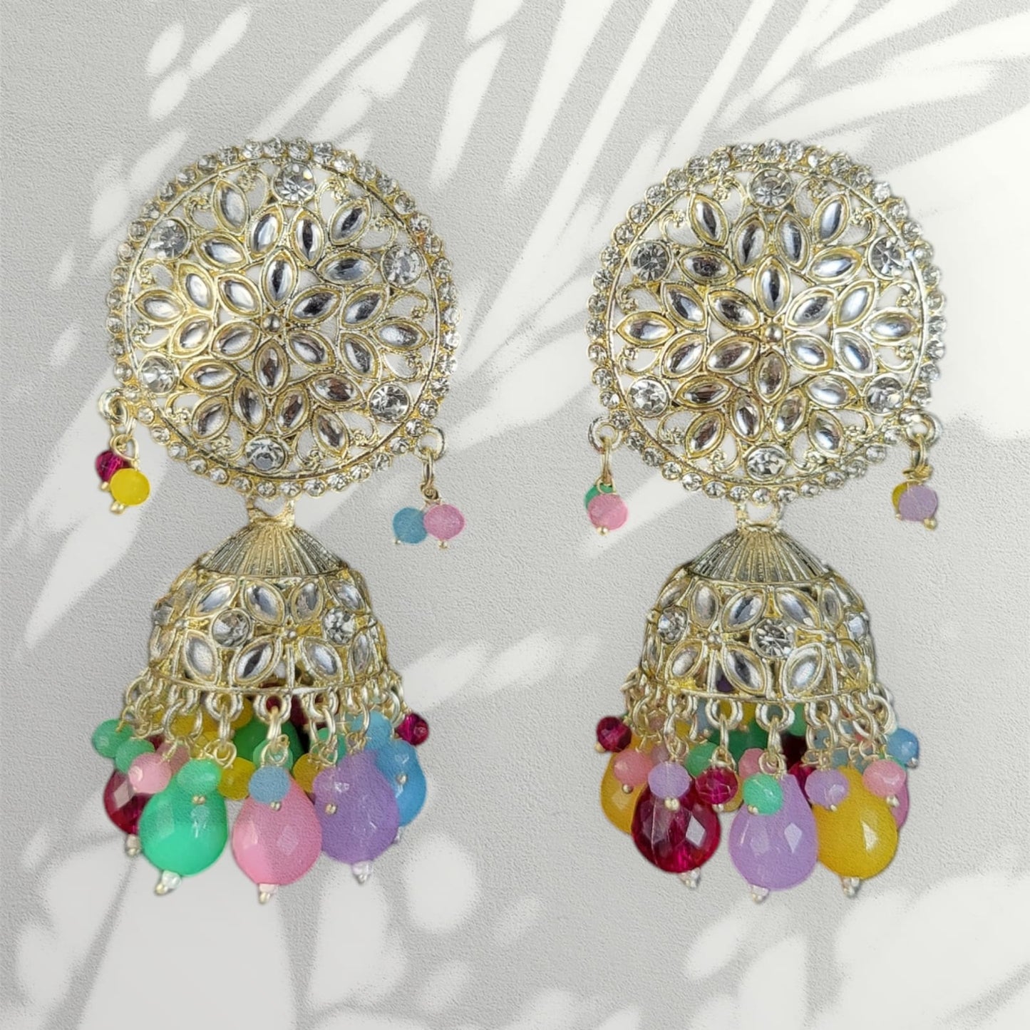 MIDAM™ Silver Plated Multicolour Jhumka Earrings