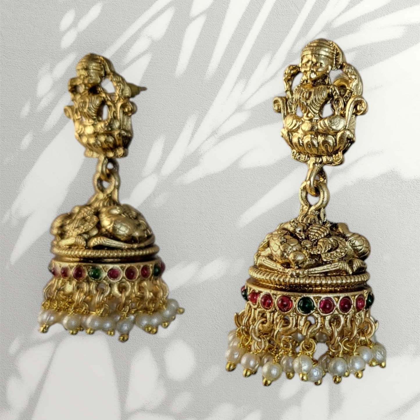 MIDAM™ Gold Plated Goddess Temple Jhumkas