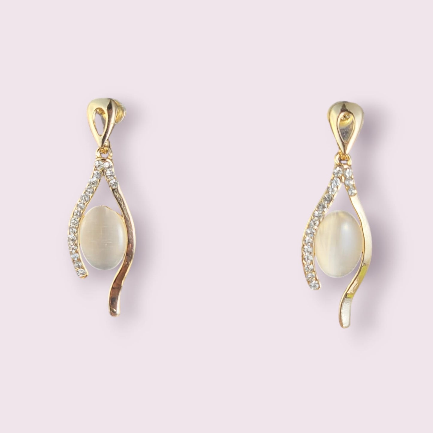 MIDAM™ Gold Plated American Diamond Studded Vertical Eye Drop Earrings