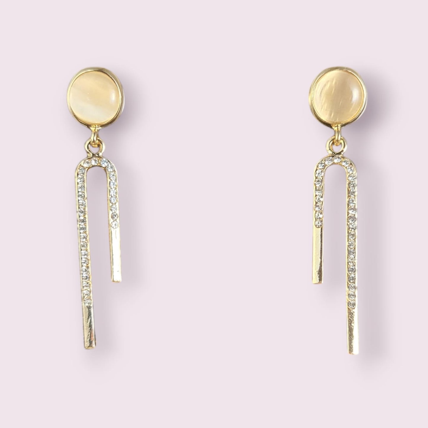 MIDAM™ Gold Plated American Diamond Studded Candy Stick Drop Earrings