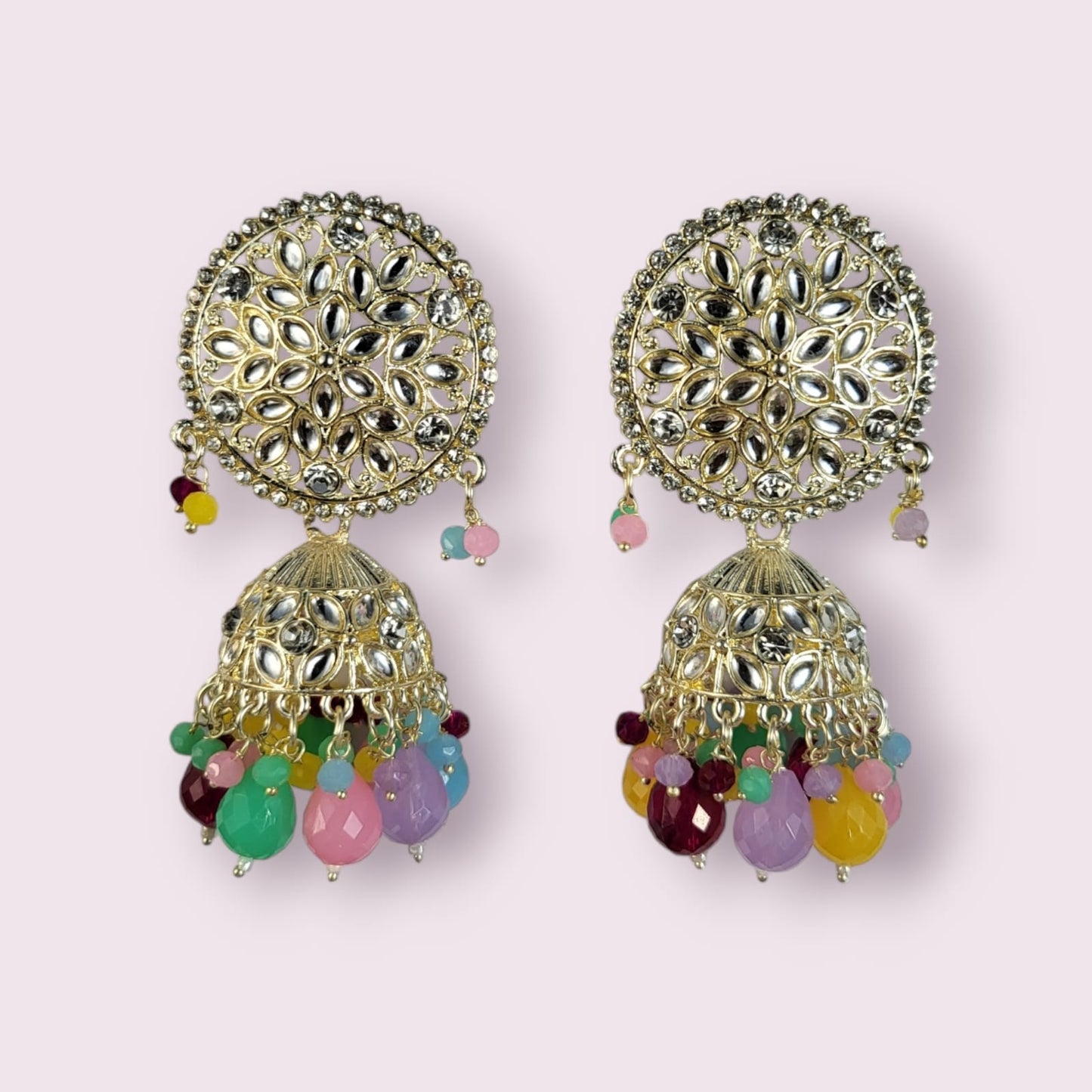 MIDAM™ Silver Plated Multicolour Jhumka Earrings