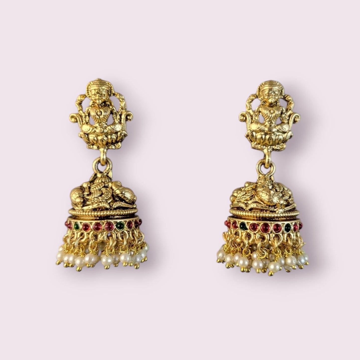 MIDAM™ Gold Plated Goddess Temple Jhumkas