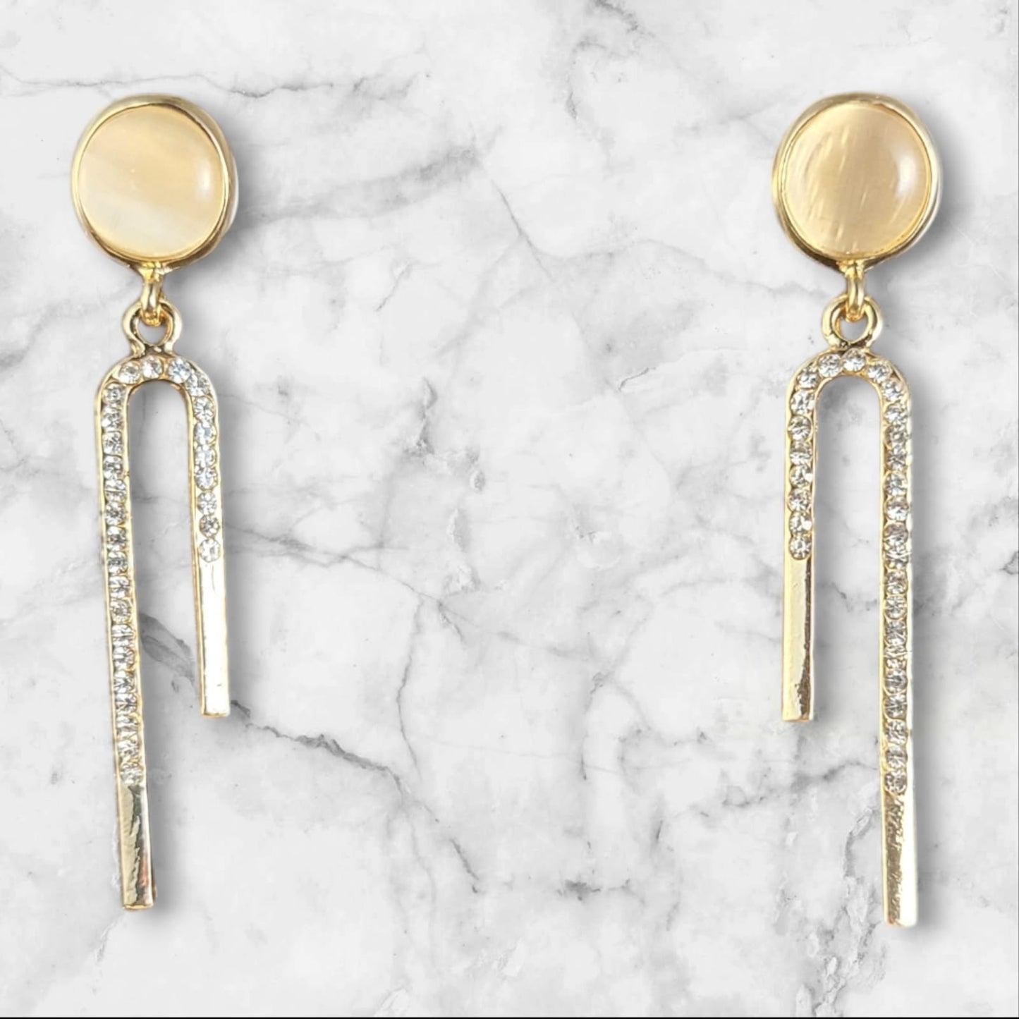MIDAM™ Gold Plated American Diamond Studded Candy Stick Drop Earrings