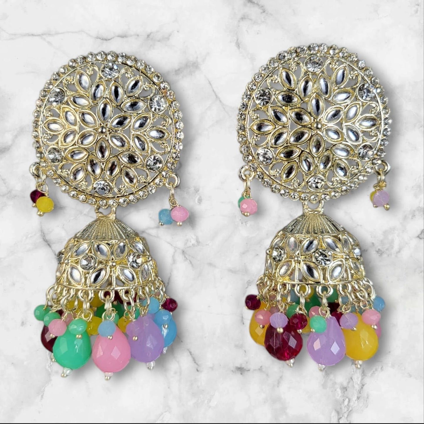 MIDAM™ Silver Plated Multicolour Jhumka Earrings