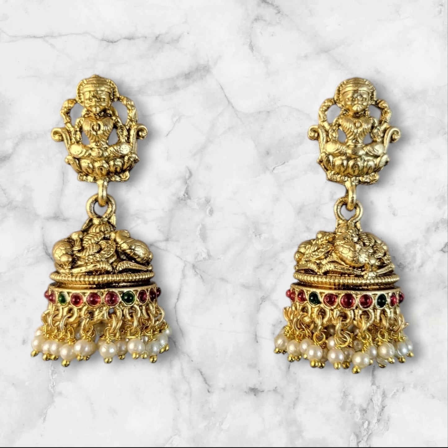 MIDAM™ Gold Plated Goddess Temple Jhumkas