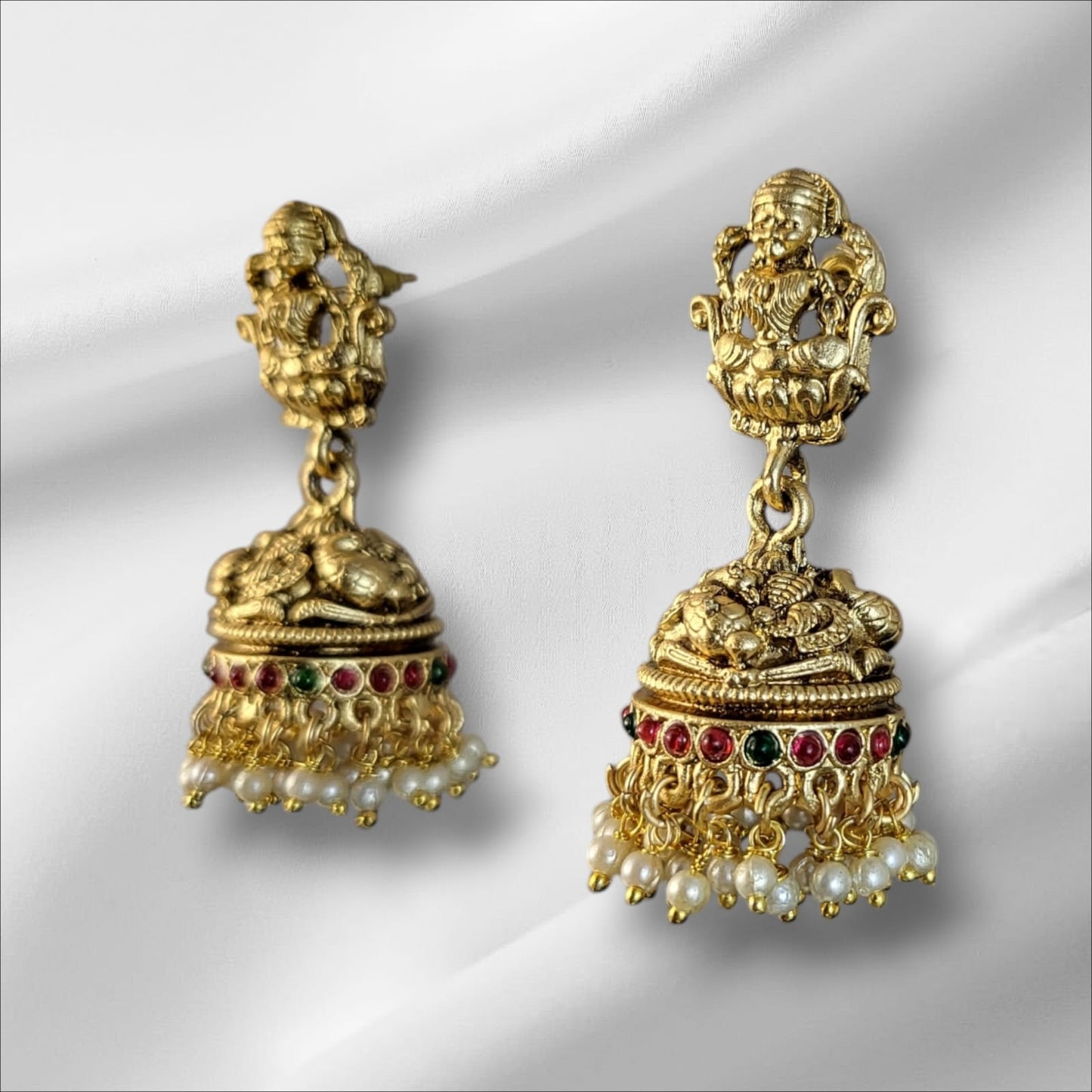 MIDAM™ Gold Plated Goddess Temple Jhumkas