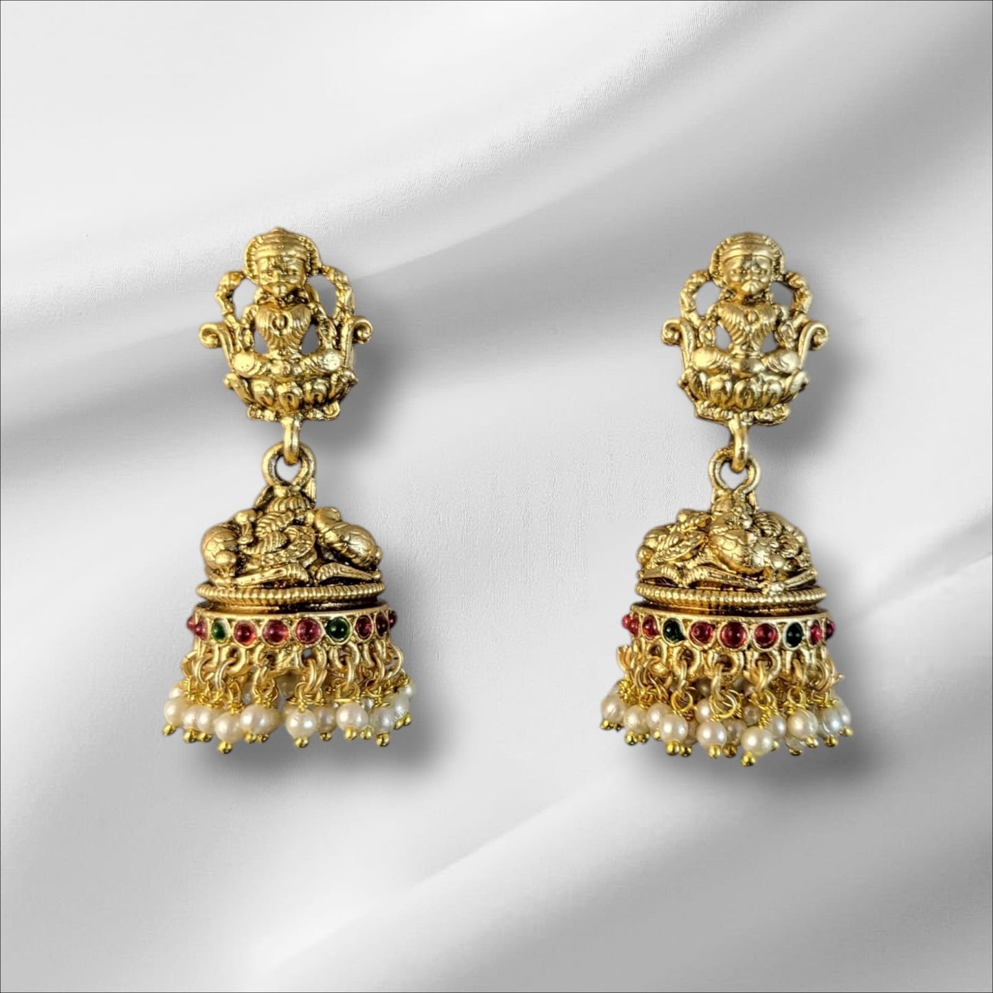 MIDAM™ Gold Plated Goddess Temple Jhumkas