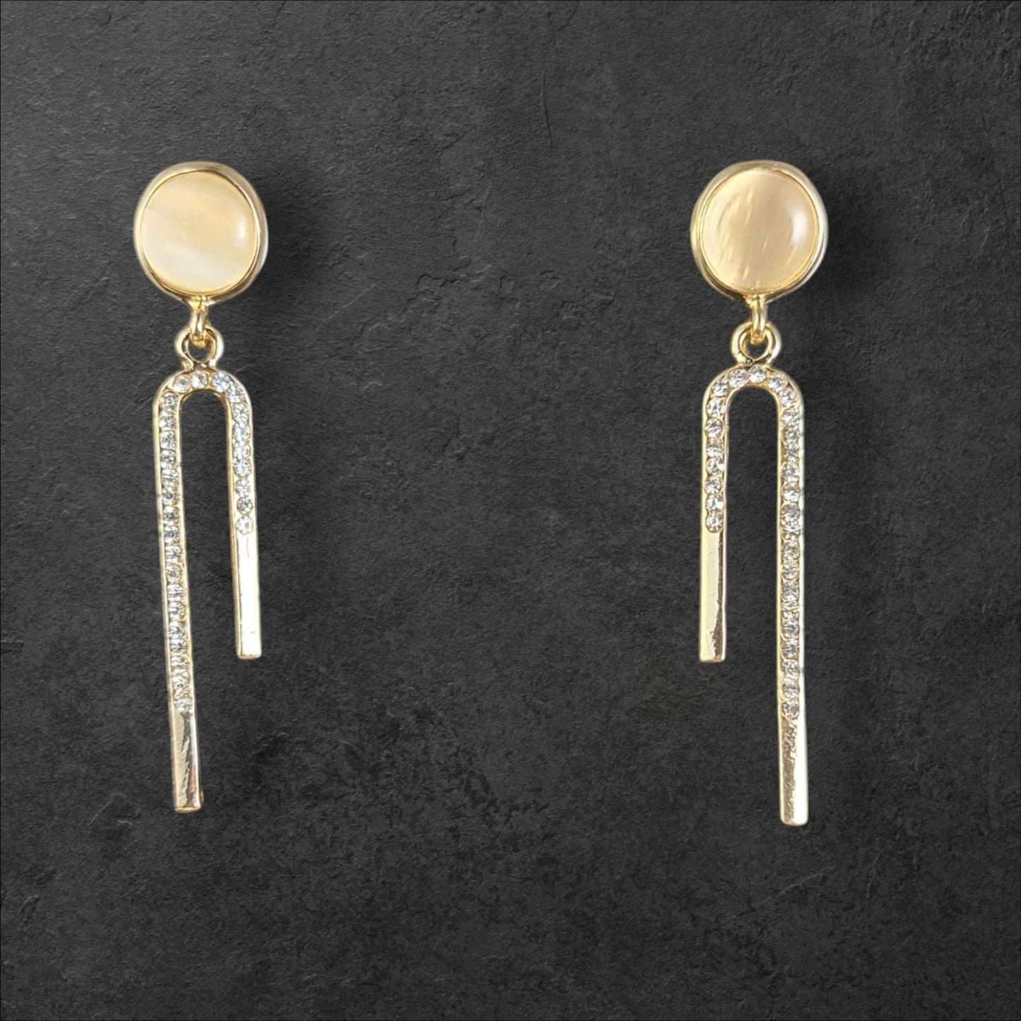 MIDAM™ Gold Plated American Diamond Studded Candy Stick Drop Earrings