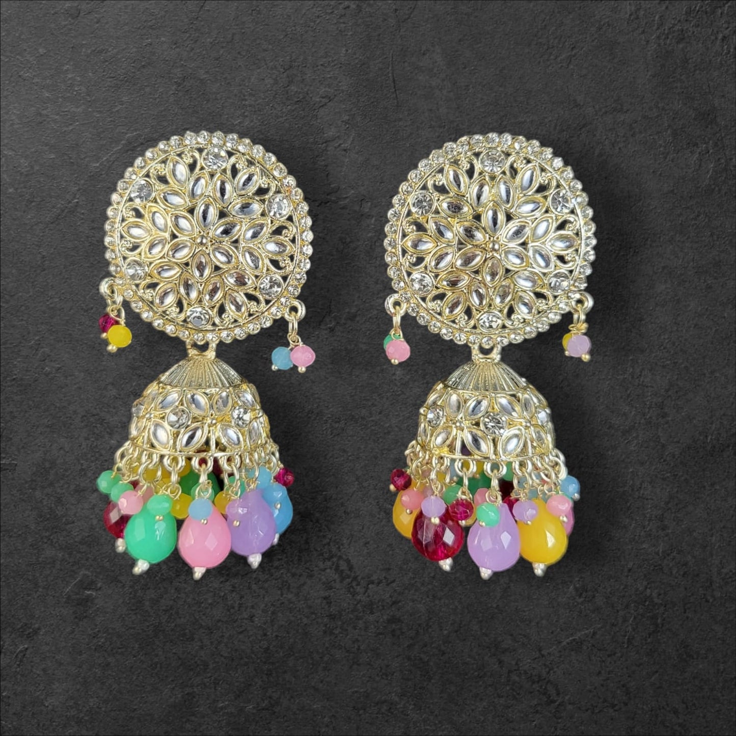 MIDAM™ Silver Plated Multicolour Jhumka Earrings