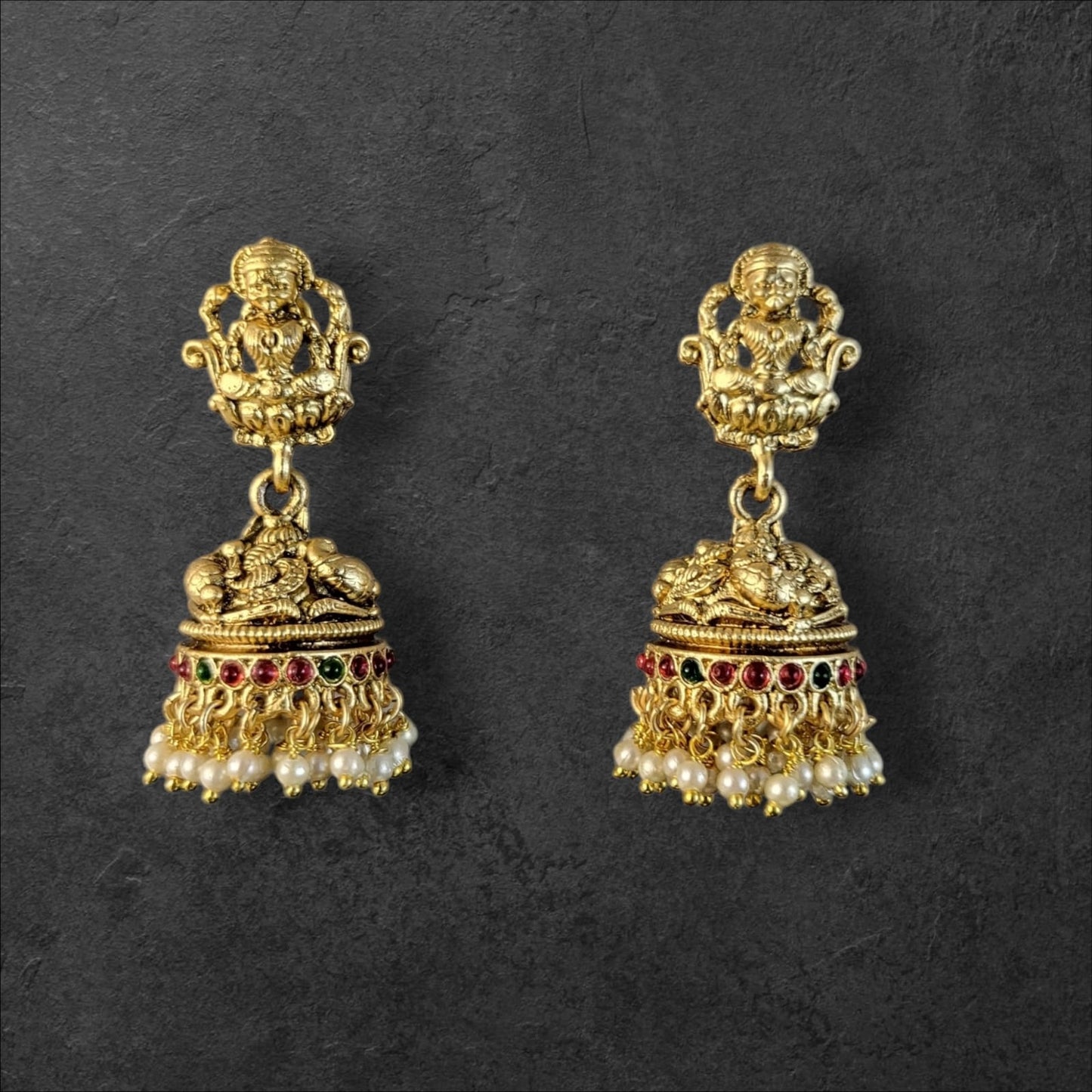 MIDAM™ Gold Plated Goddess Temple Jhumkas