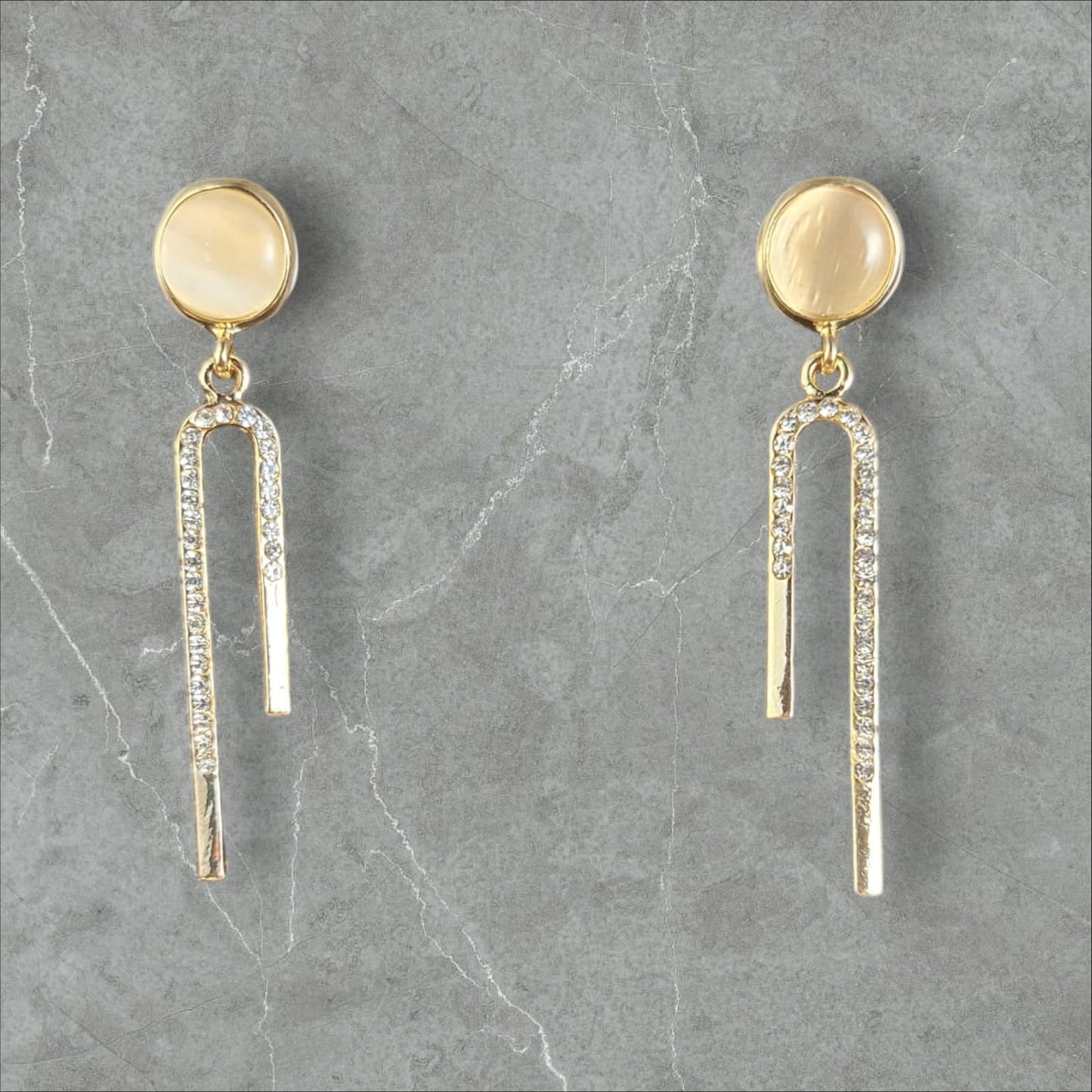 MIDAM™ Gold Plated American Diamond Studded Candy Stick Drop Earrings
