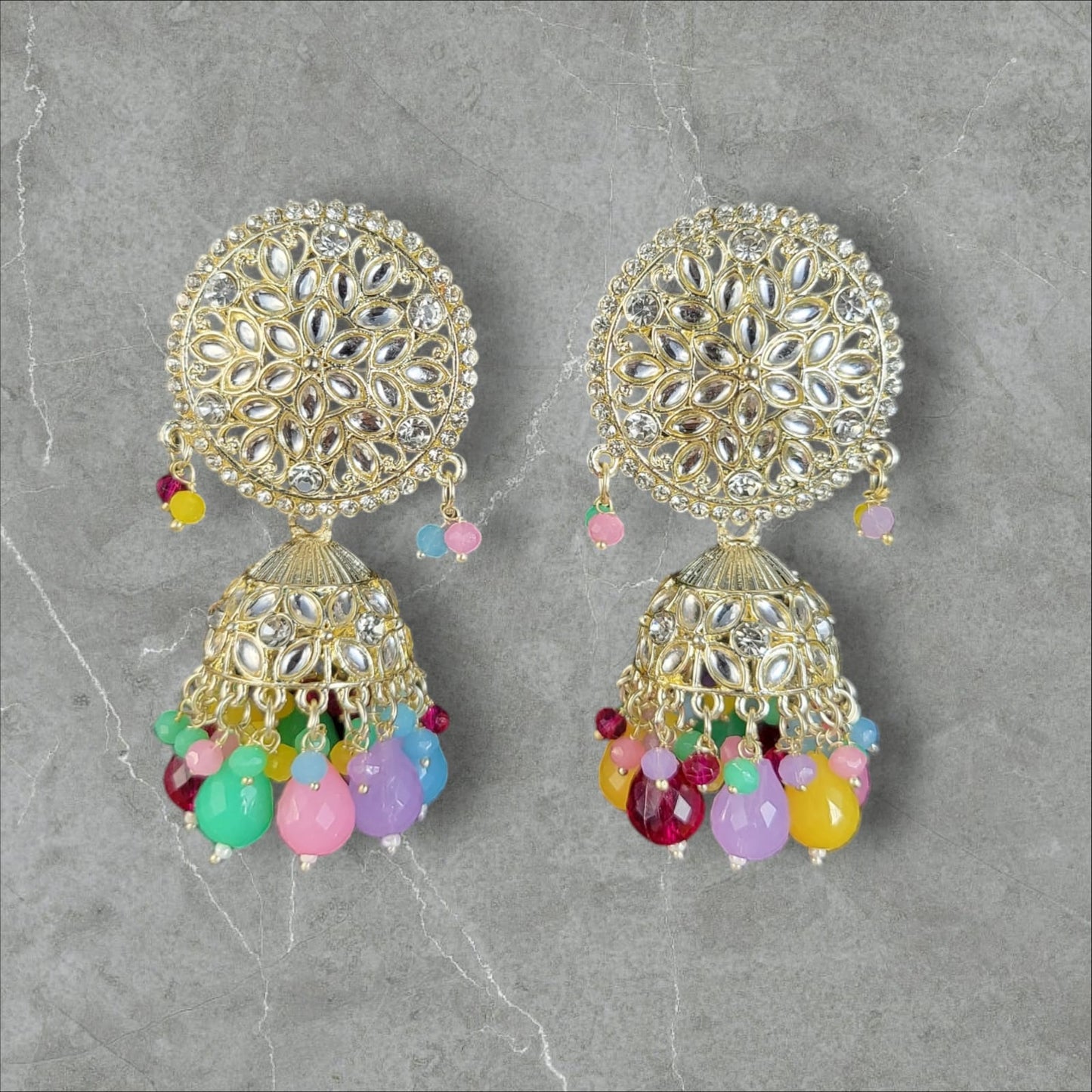 MIDAM™ Silver Plated Multicolour Jhumka Earrings