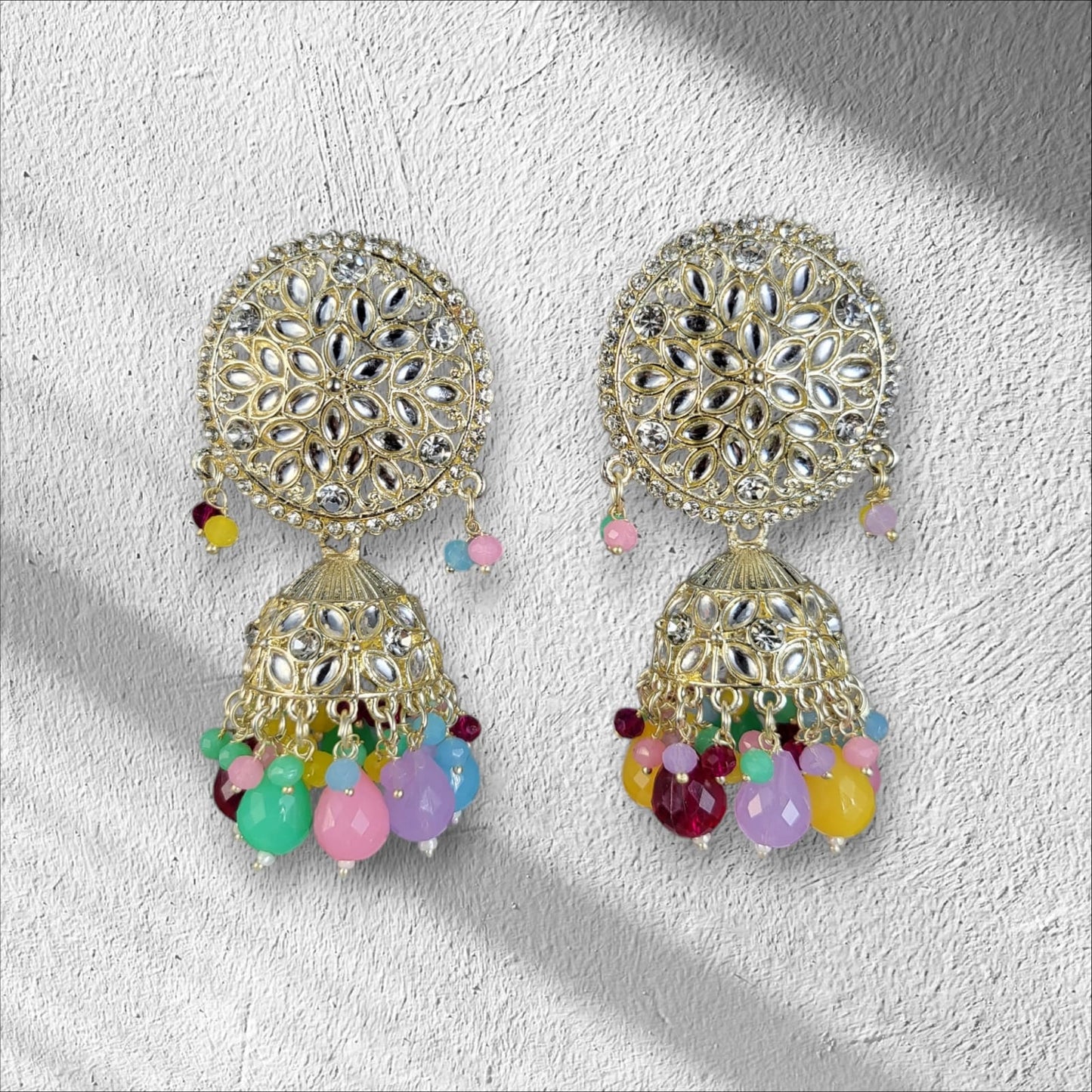 MIDAM™ Silver Plated Multicolour Jhumka Earrings