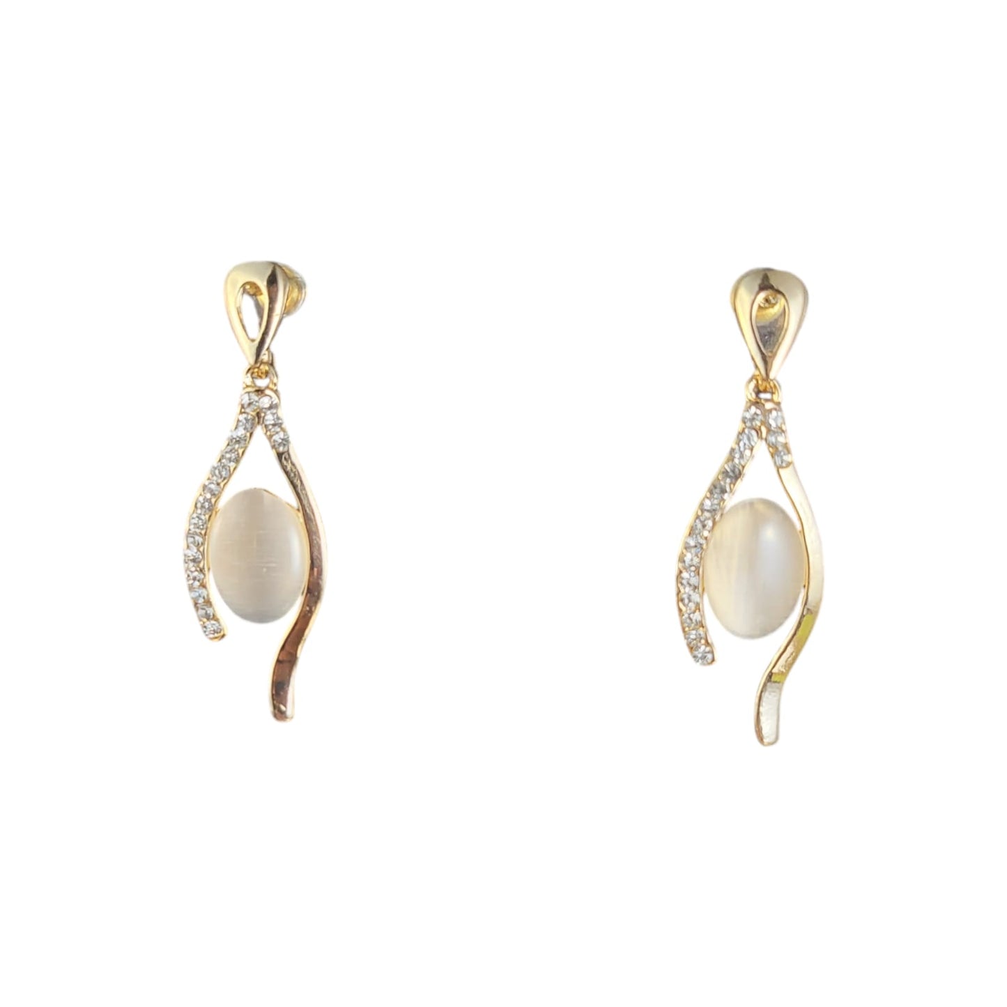 MIDAM™ Gold Plated American Diamond Studded Vertical Eye Drop Earrings
