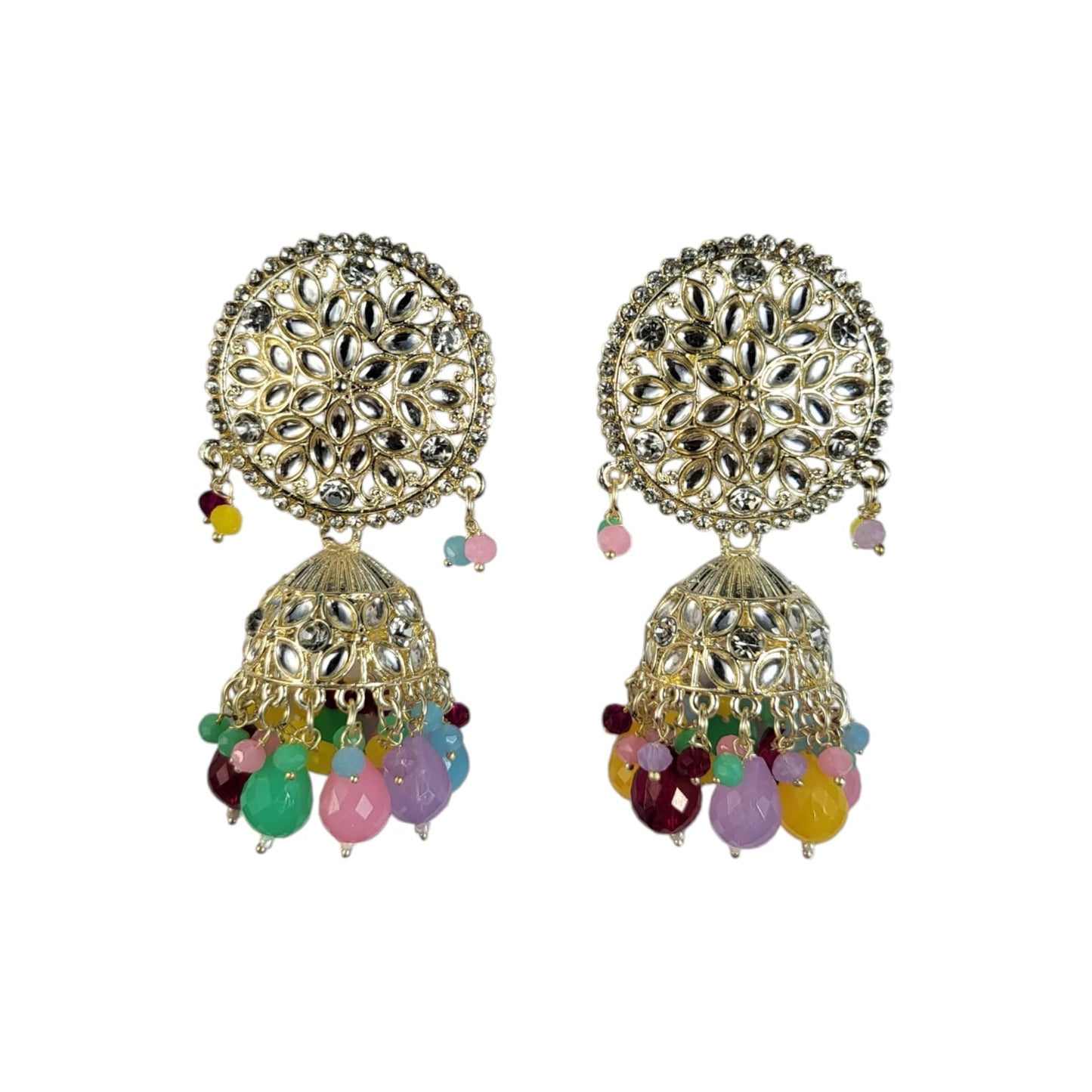 MIDAM™ Silver Plated Multicolour Jhumka Earrings
