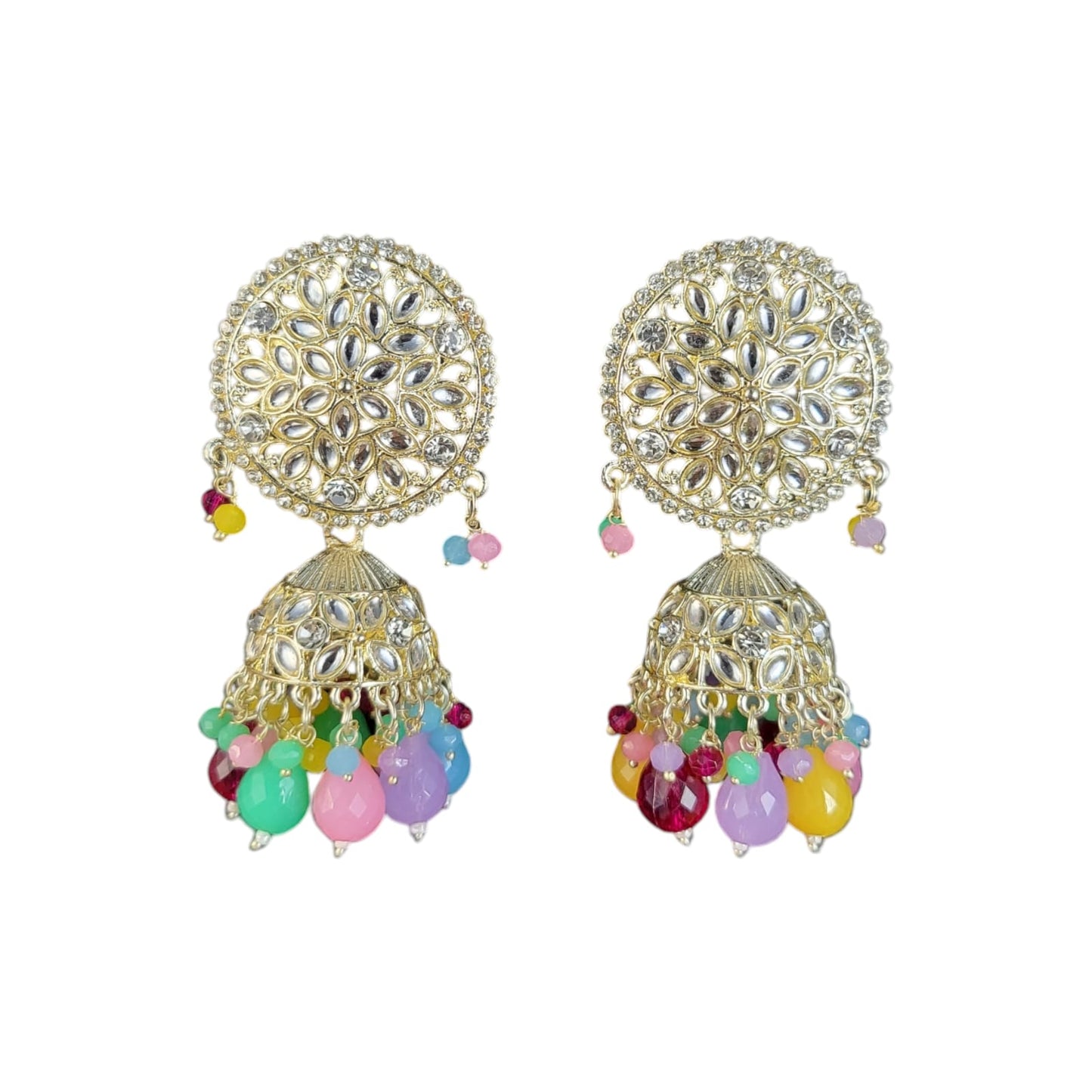 MIDAM™ Silver Plated Multicolour Jhumka Earrings