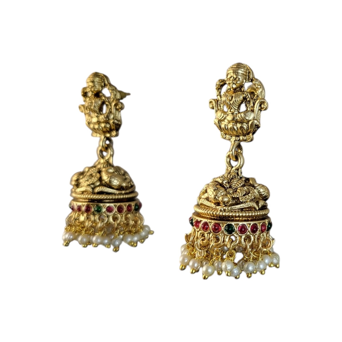 MIDAM™ Gold Plated Goddess Temple Jhumkas
