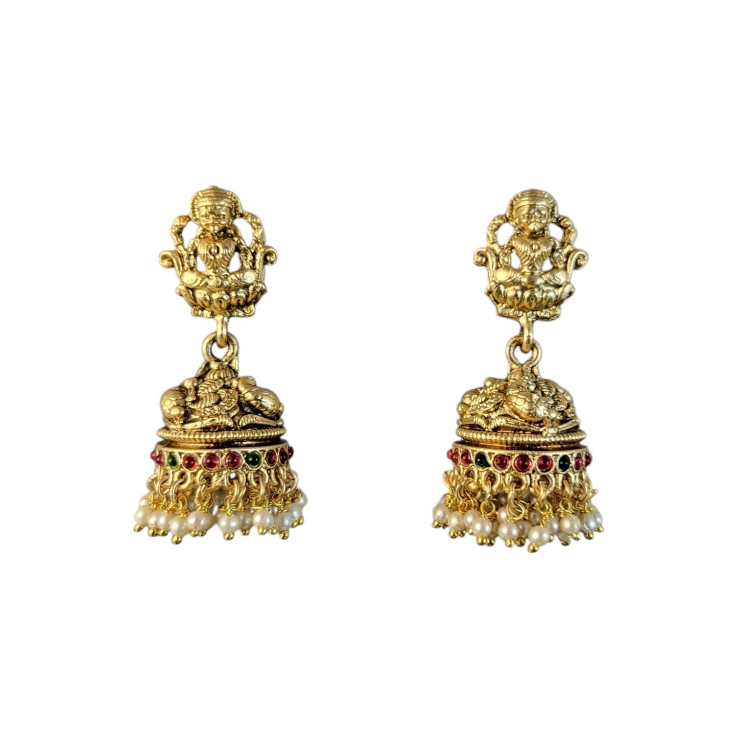 MIDAM™ Gold Plated Goddess Temple Jhumkas